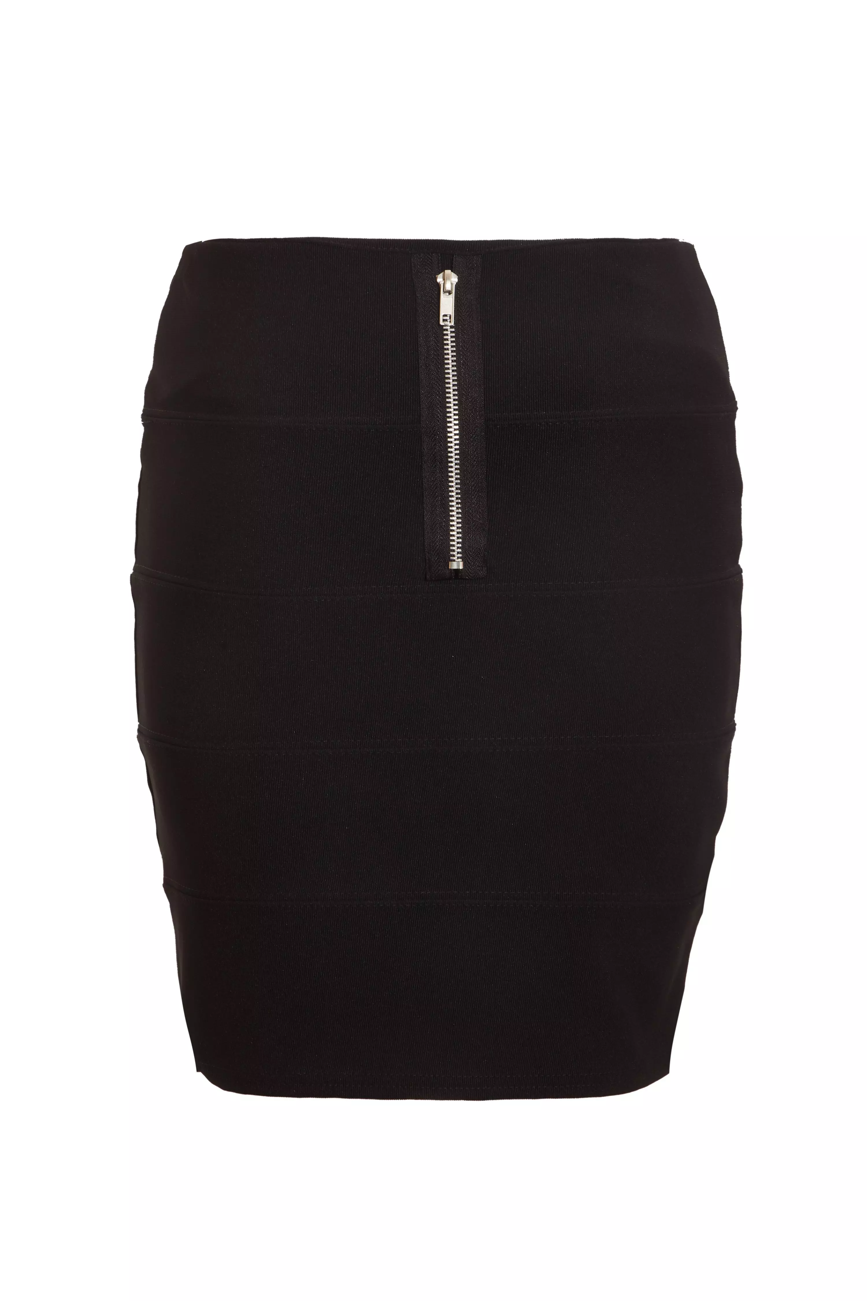 Black Ribbed Bodycon Skirt