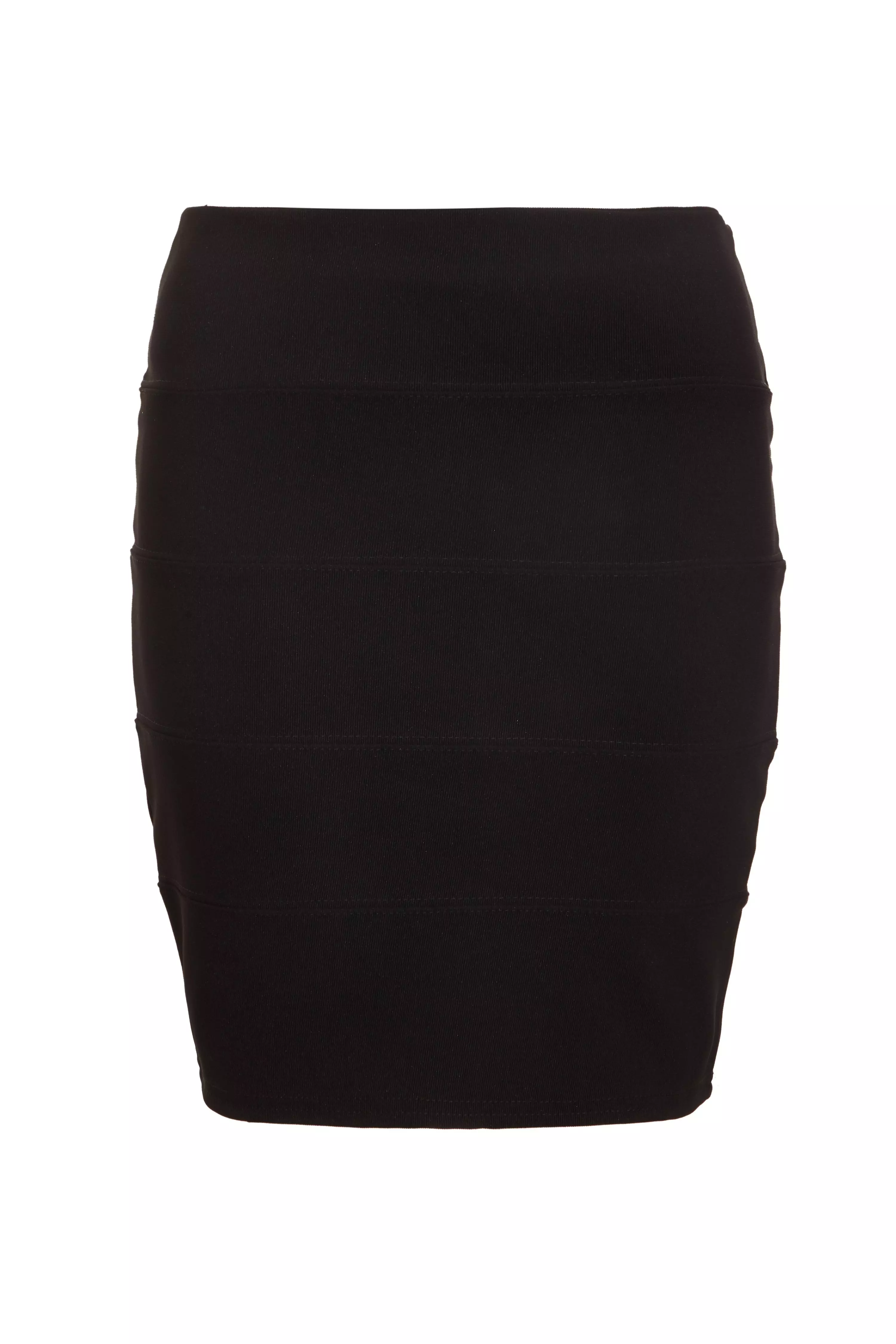 Black Ribbed Bodycon Skirt