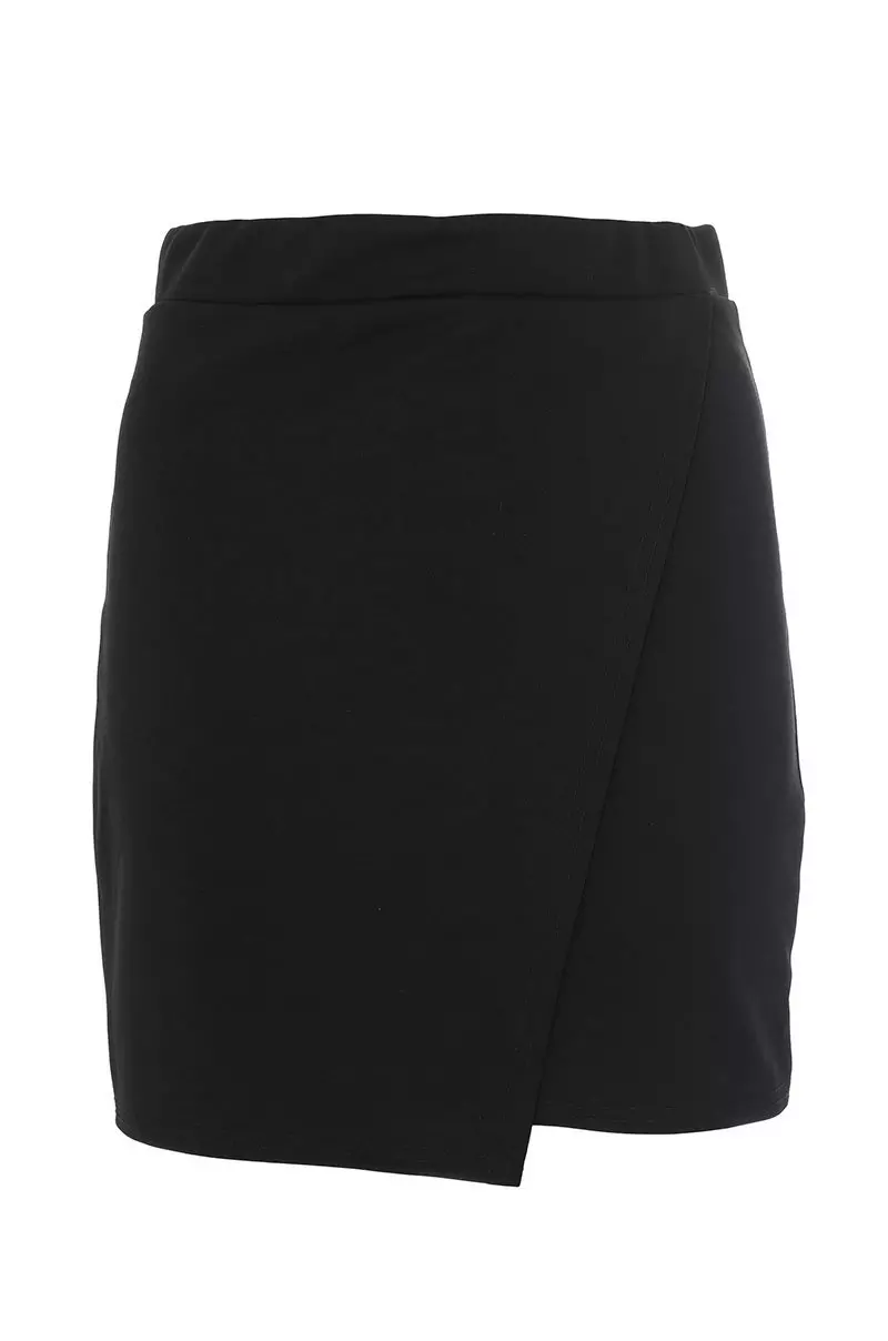 Black Wrap Short Skirt