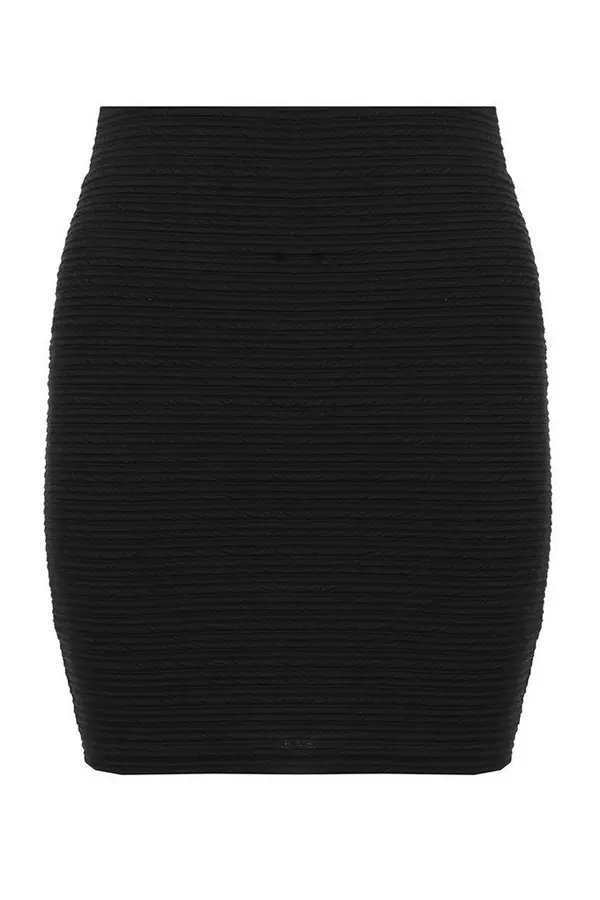 Black Textured Bodycon Mini Skirt