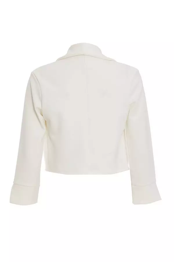 Cream Shawl Collar Crop Jacket