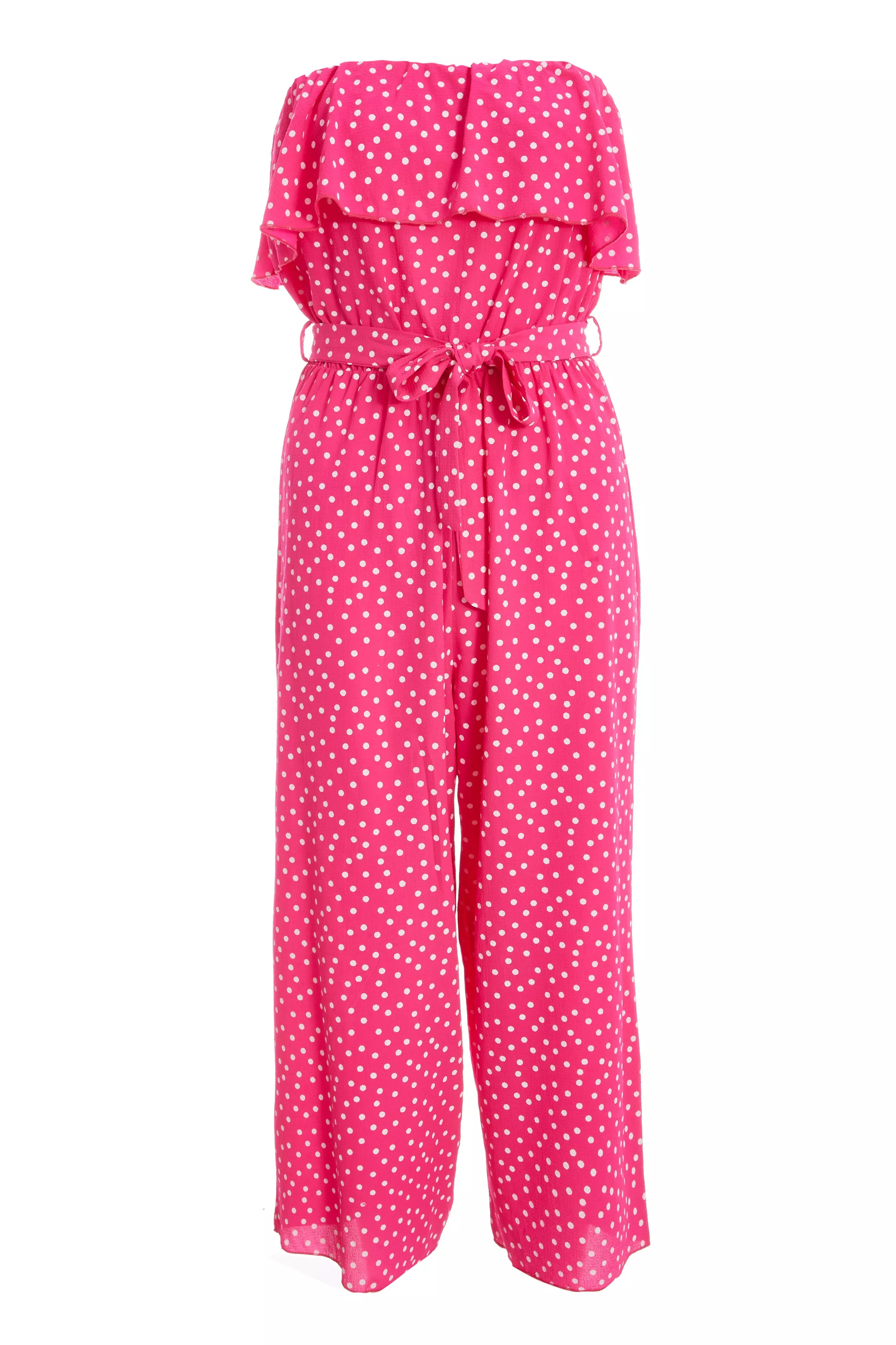 Pink and White Polka Dot Culotte Jumpsuit