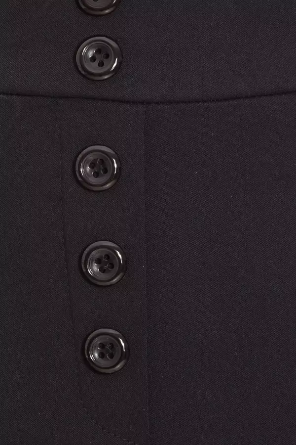 Black Button Detail Trousers