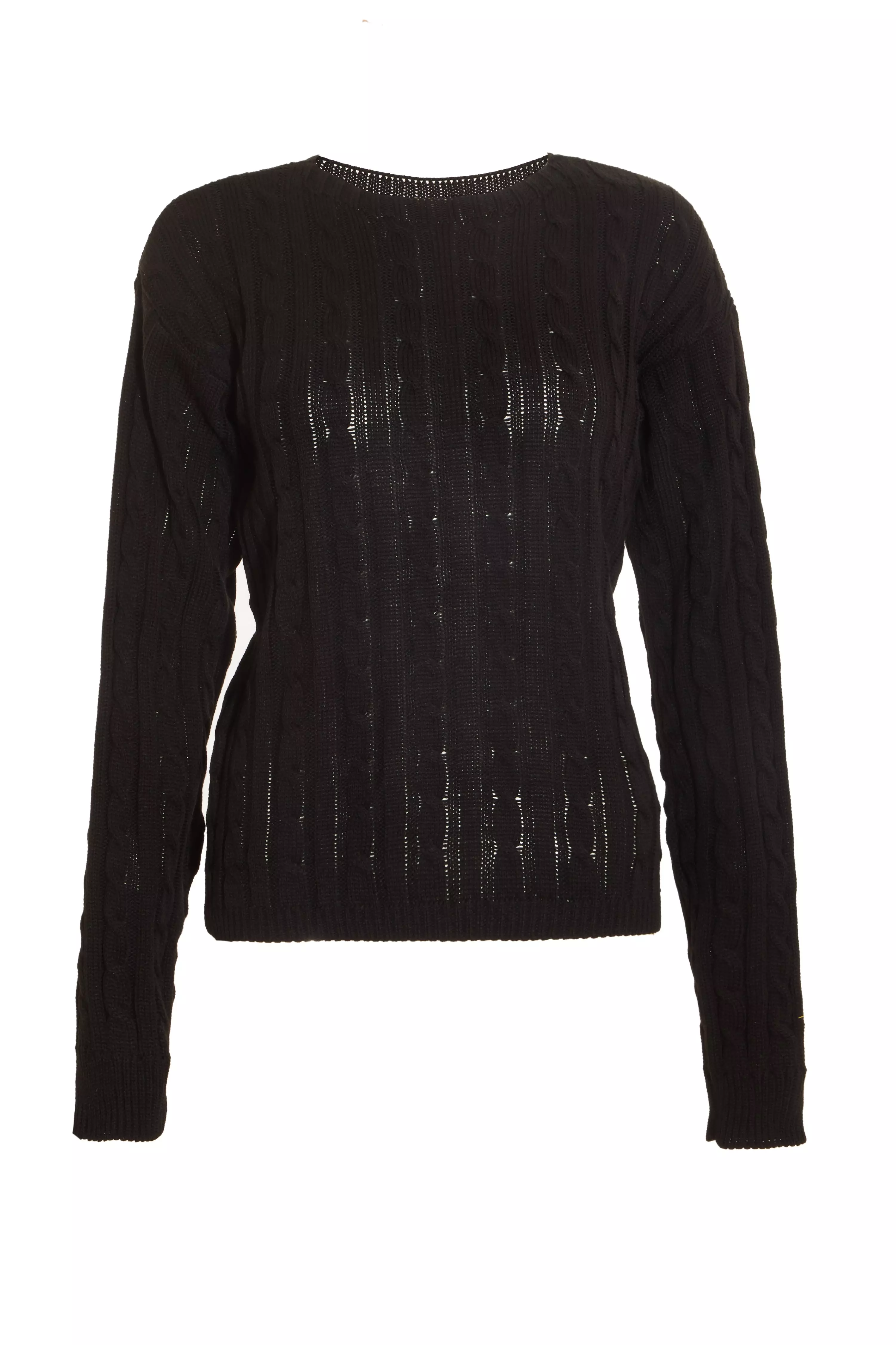 Black Cable Knit Crop Jumper