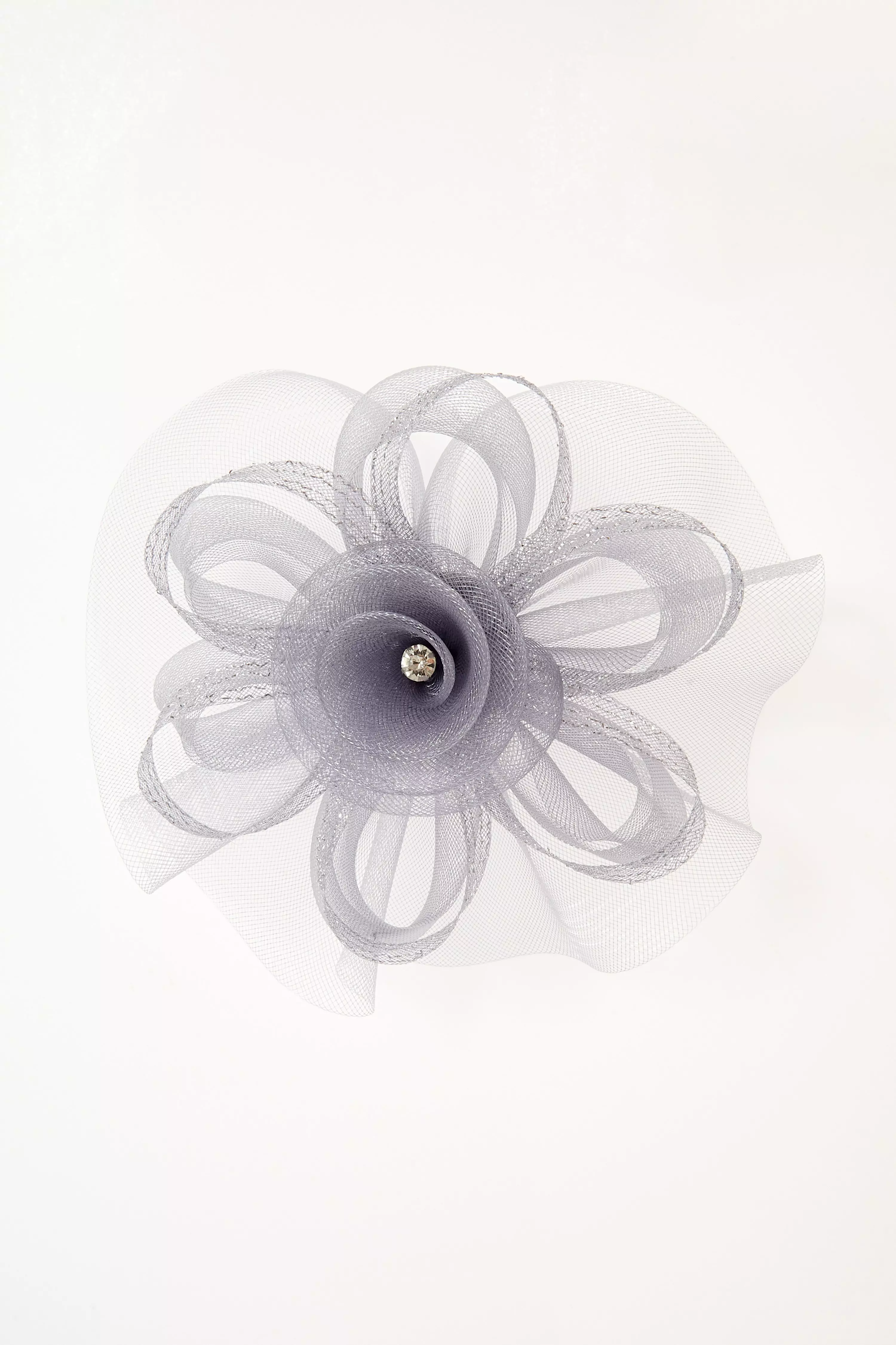 Grey Flower Jewel Fascinator