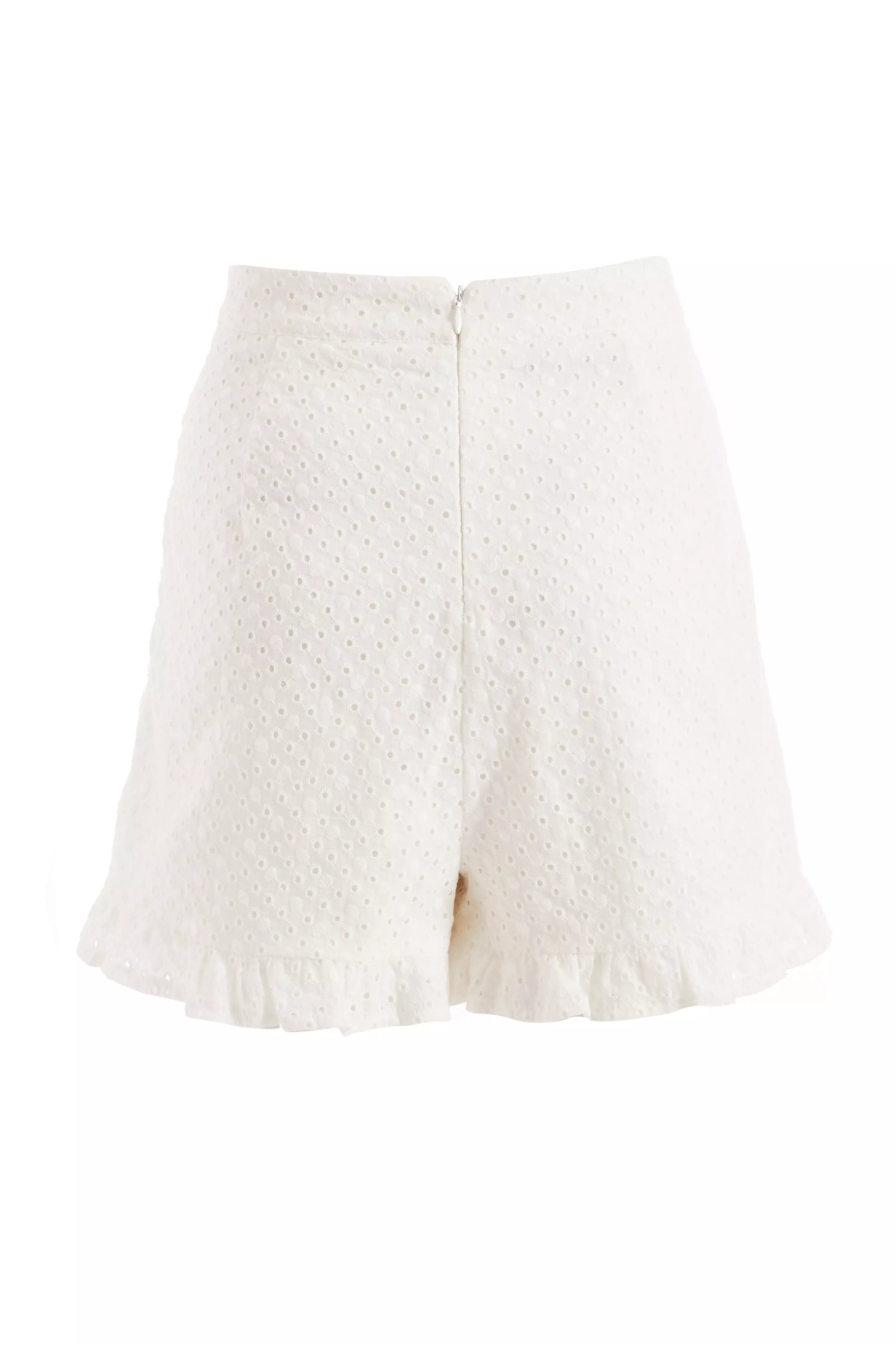 White Broderie Frill Shorts