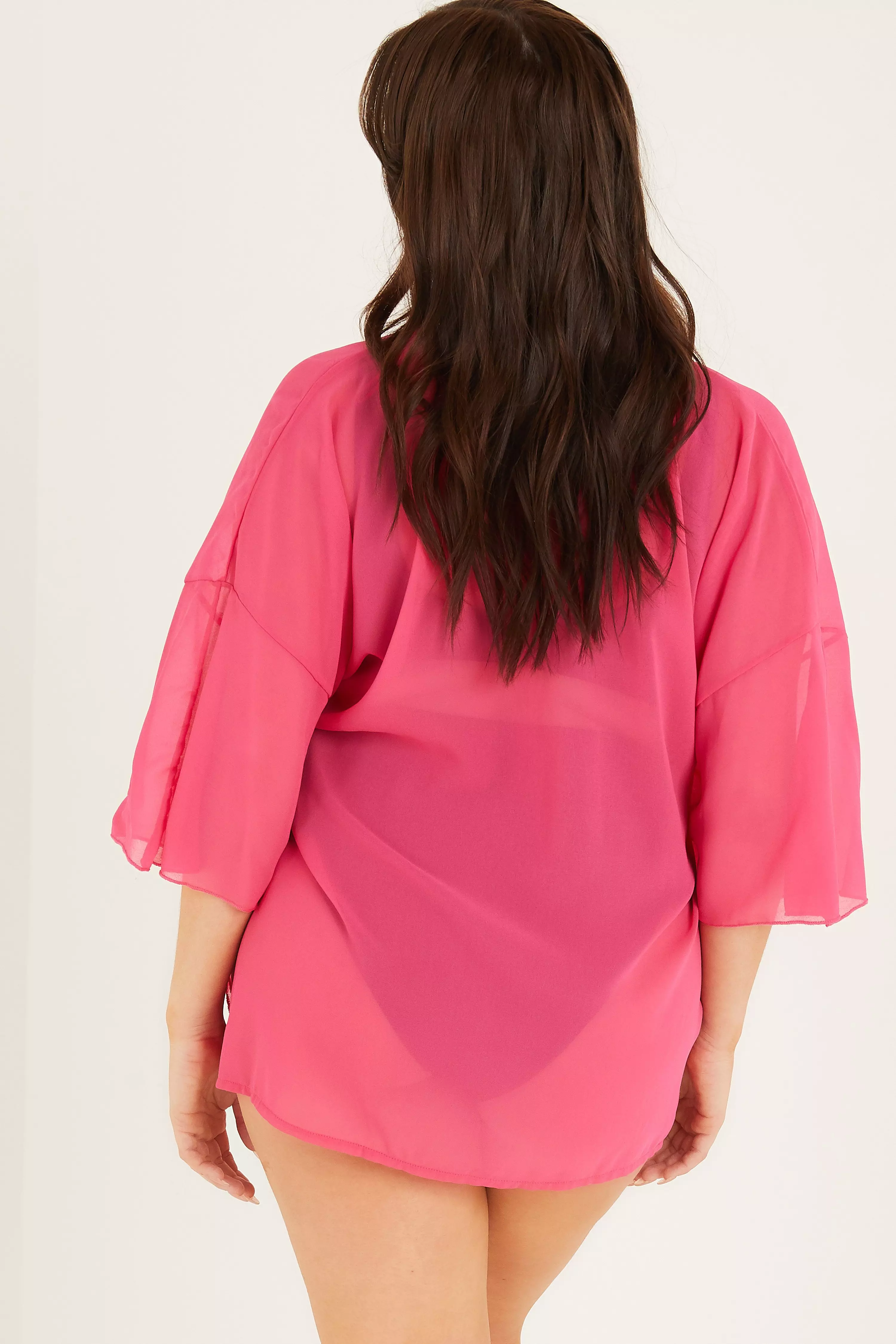 Pink Tie Waist Kimono