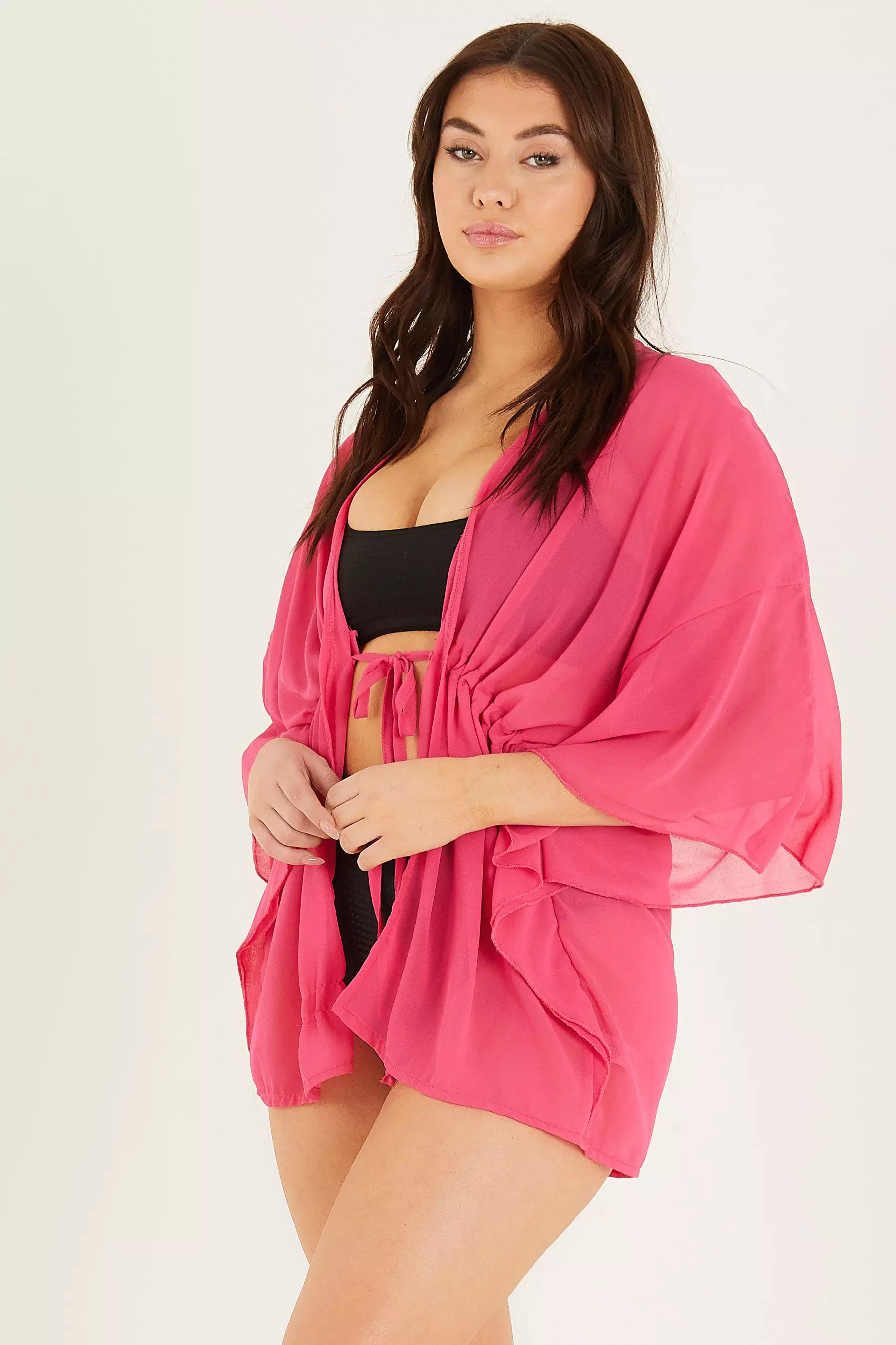 Pink Tie Waist Kimono