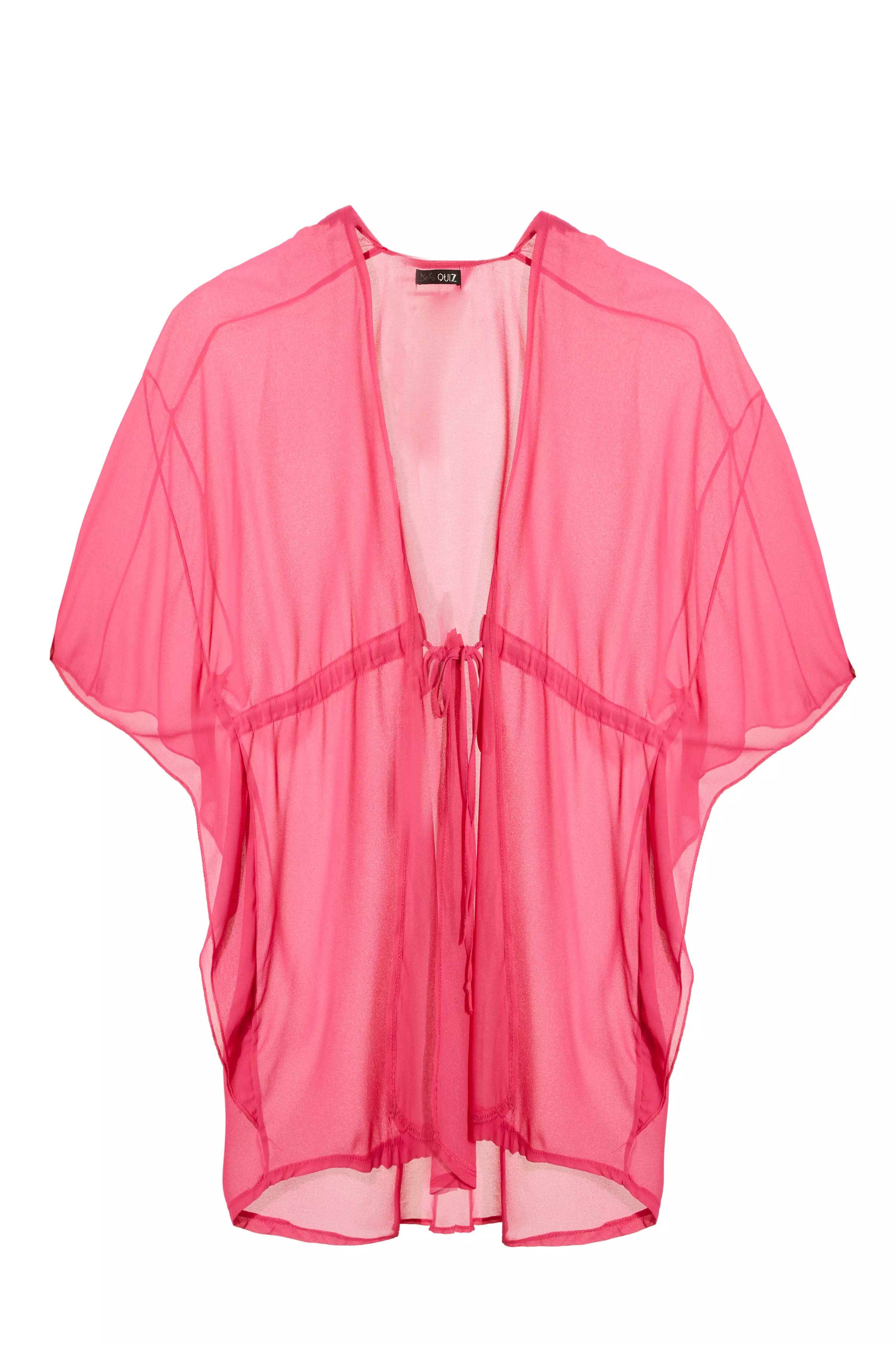 Pink Tie Waist Kimono