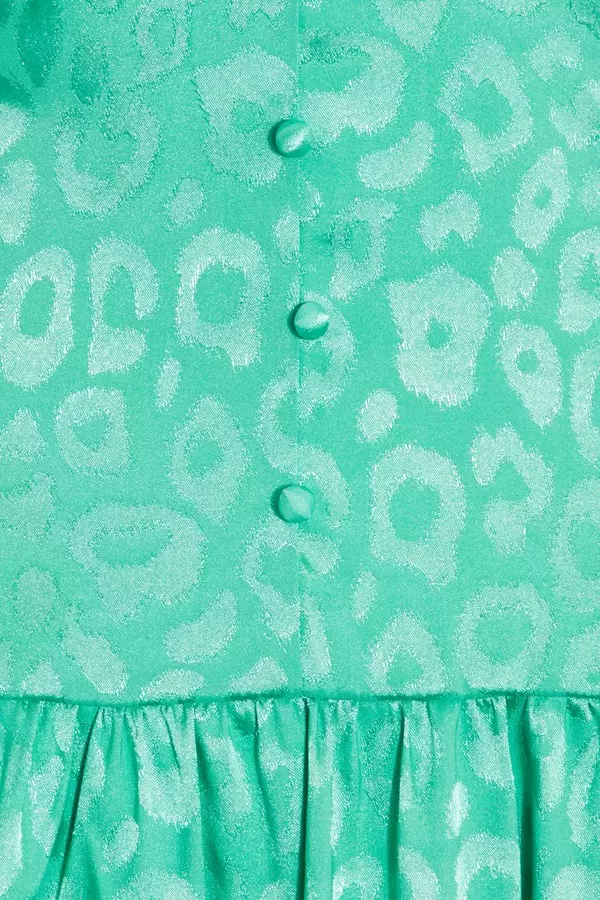 Aqua Animal Print Puff Sleeve Dress