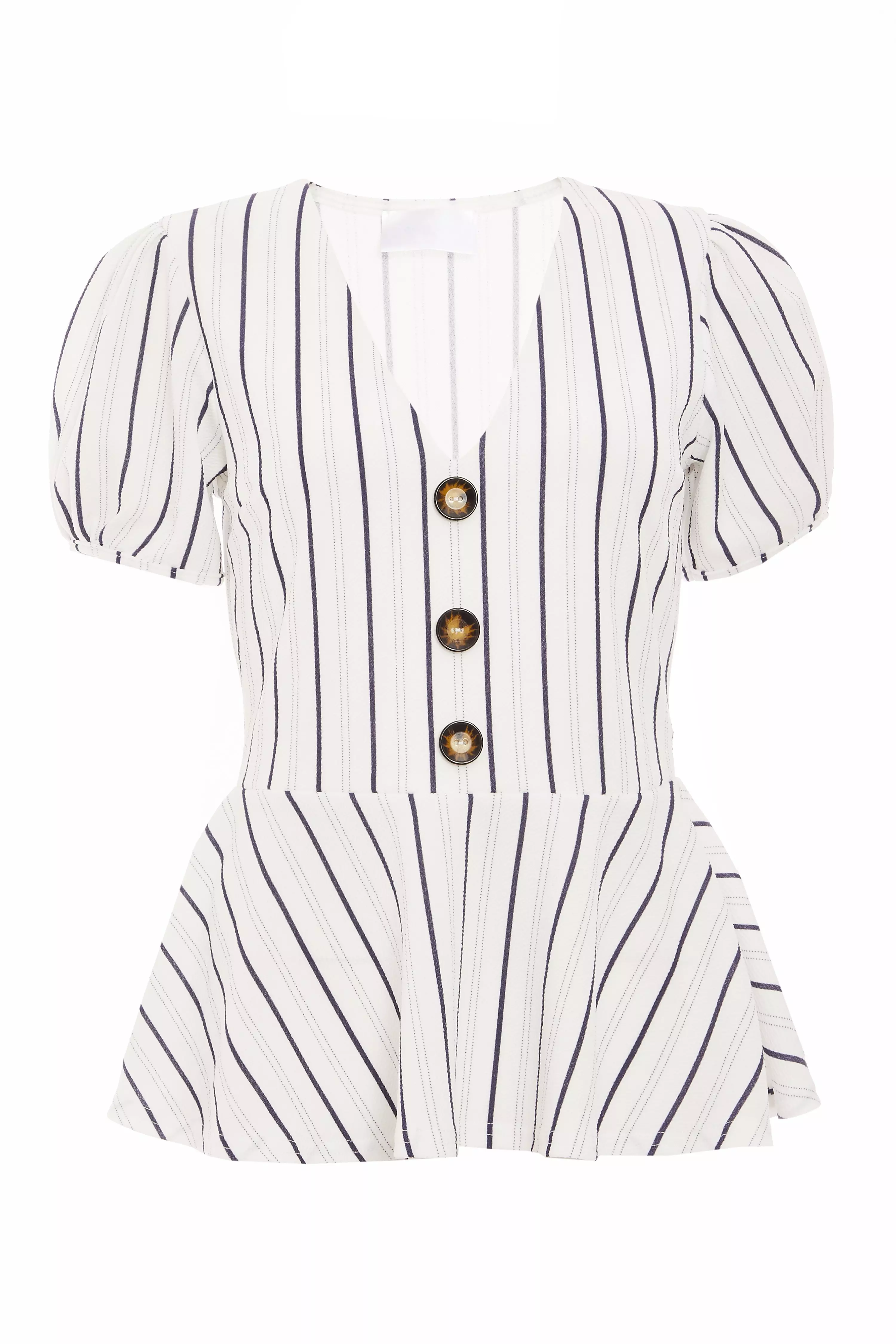 White Stripe Peplum Top