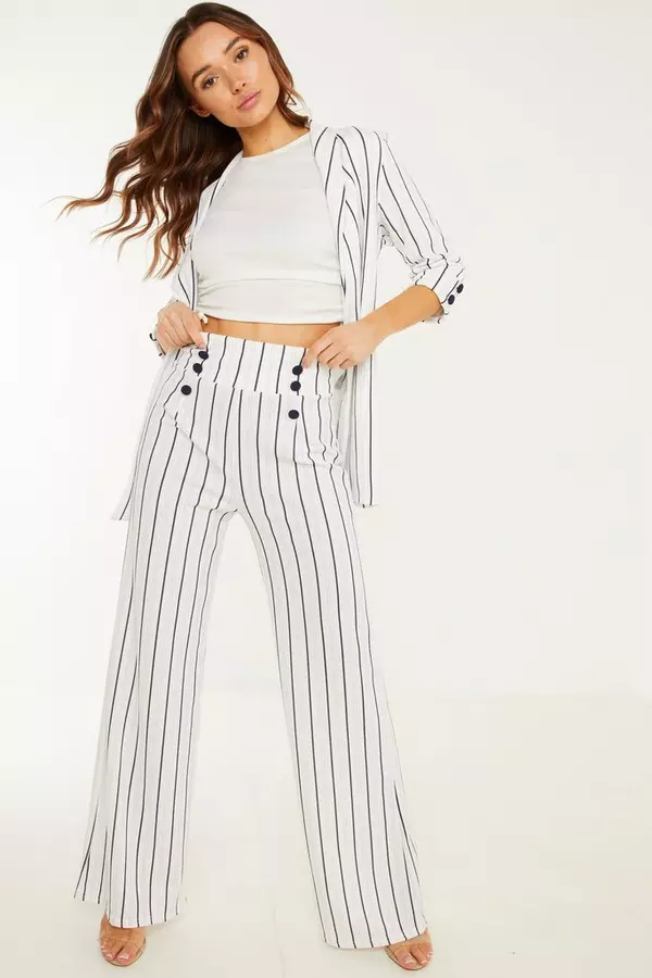 White & Navy Stripe Trouser