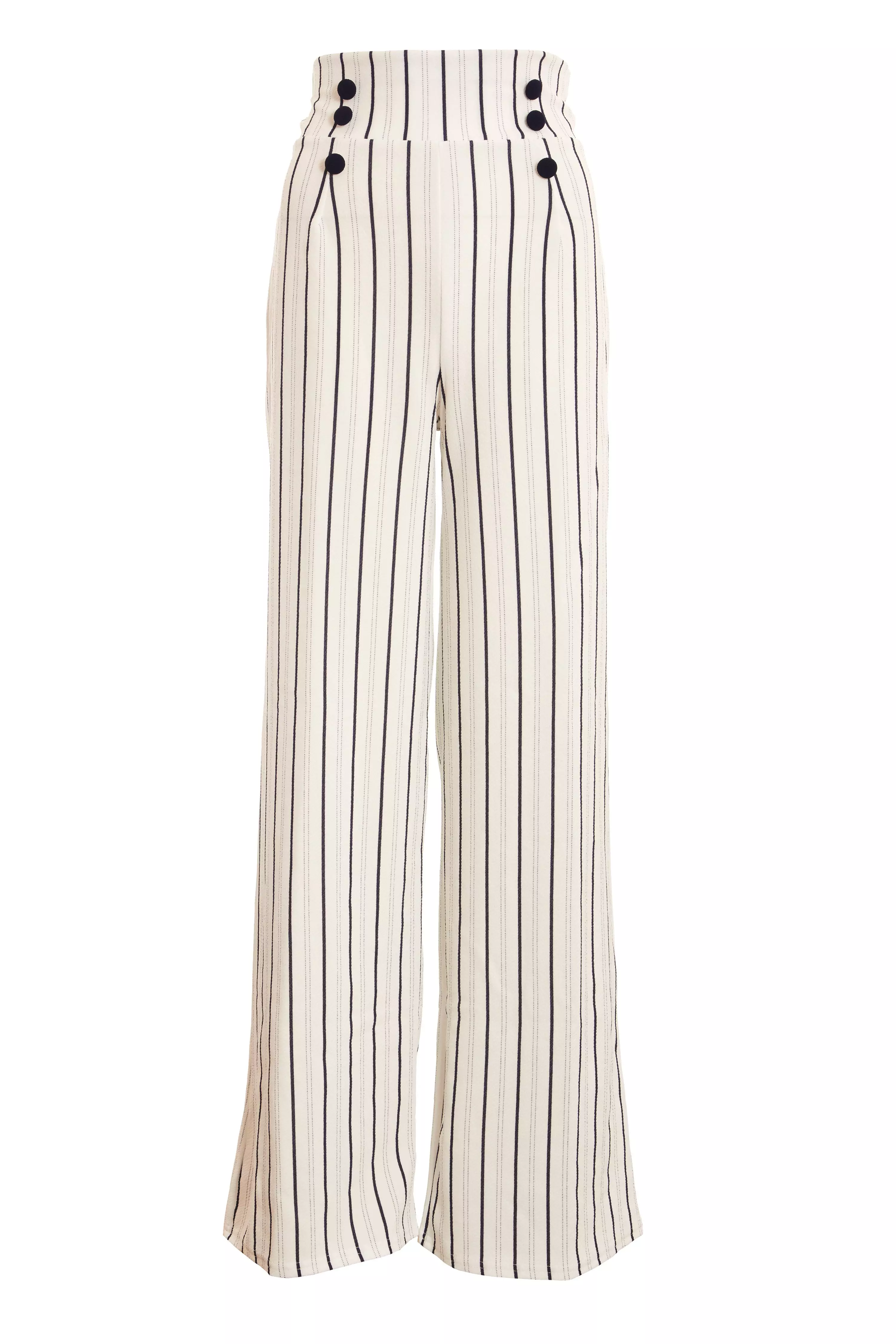 White & Navy Stripe Trouser