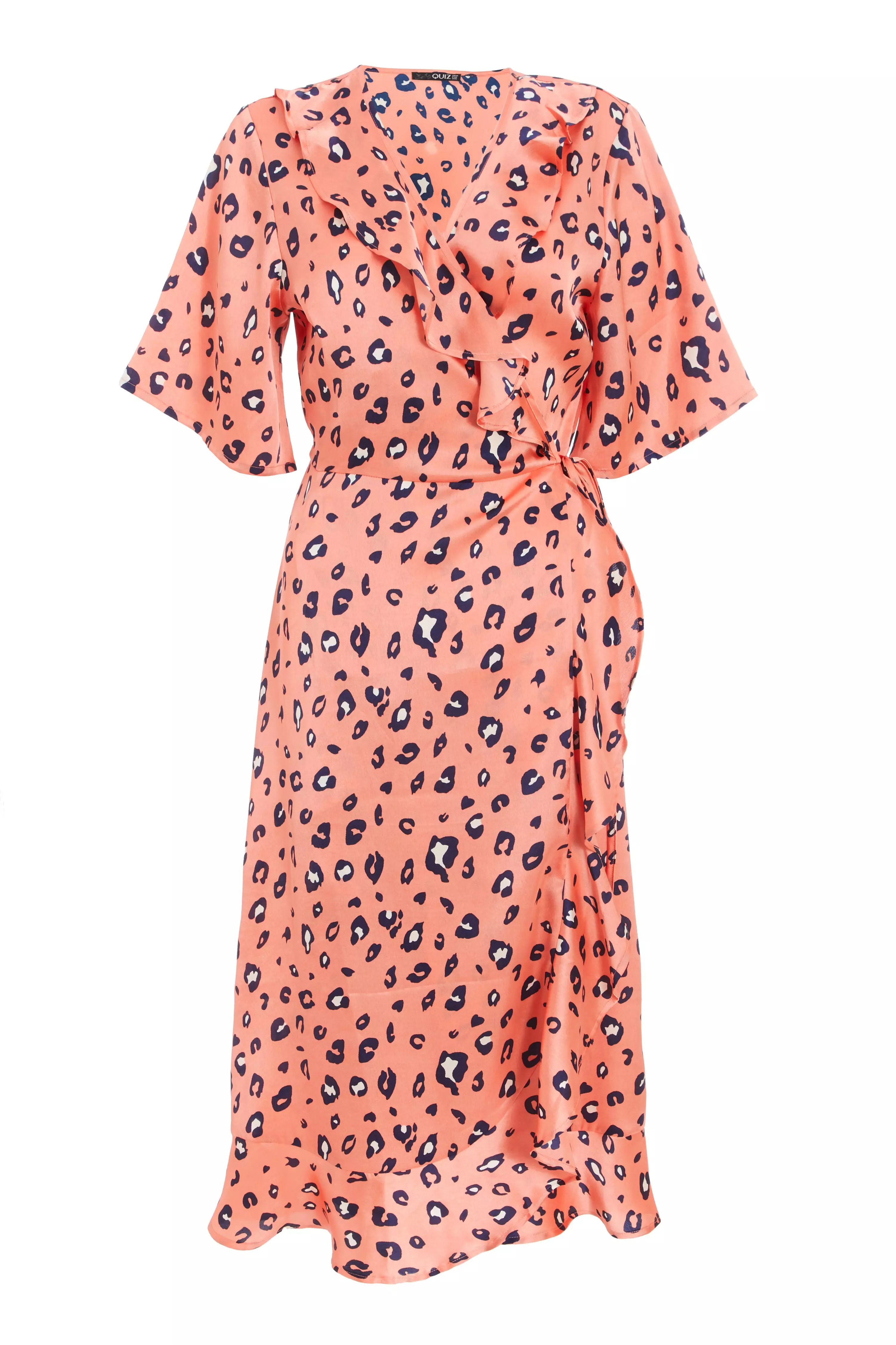 Coral leopard 2025 print dress