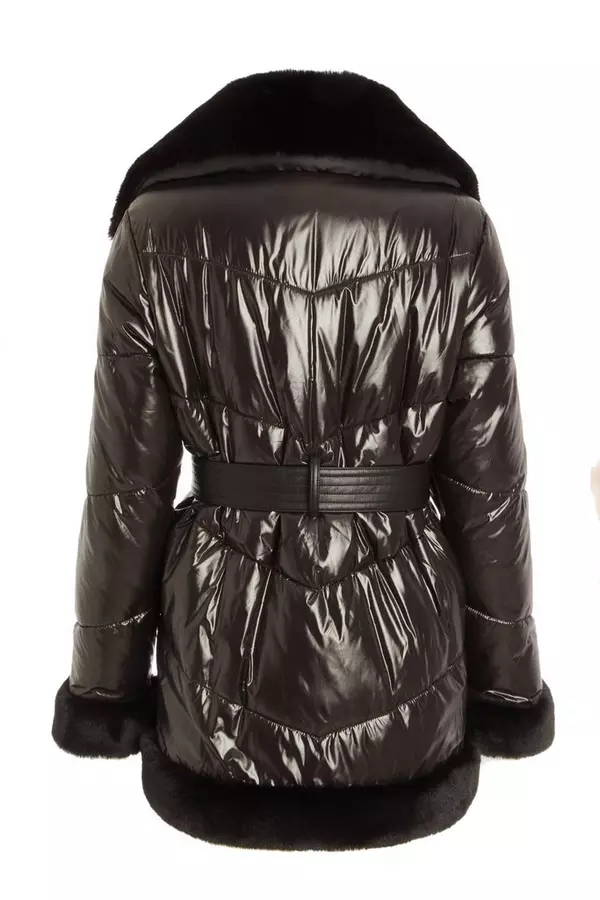 Black Padded Faux Fur Jacket
