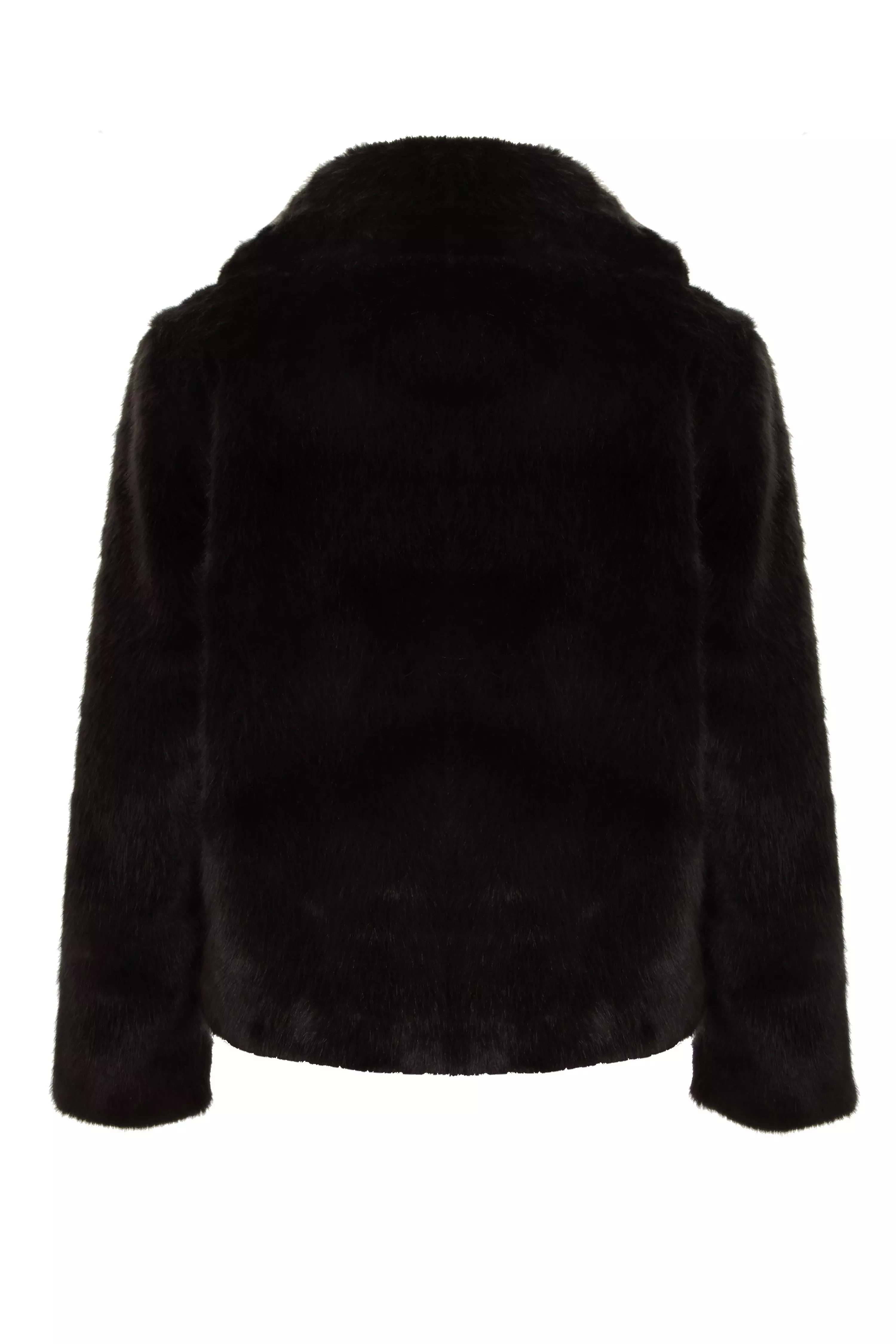 Black Short Faux Fur Collar Jacket