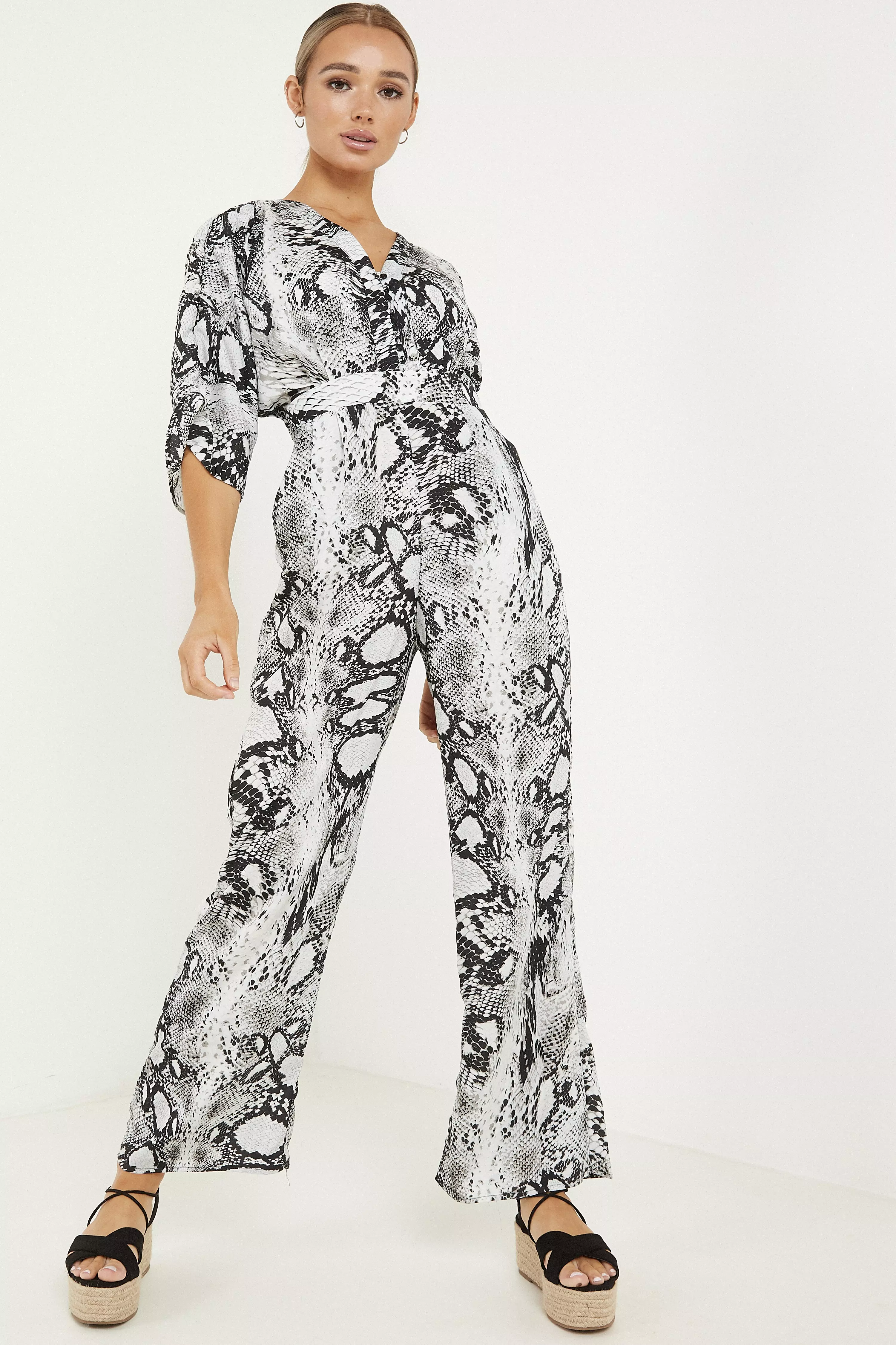 Grey Snake Print Palazzo Jumpsuit