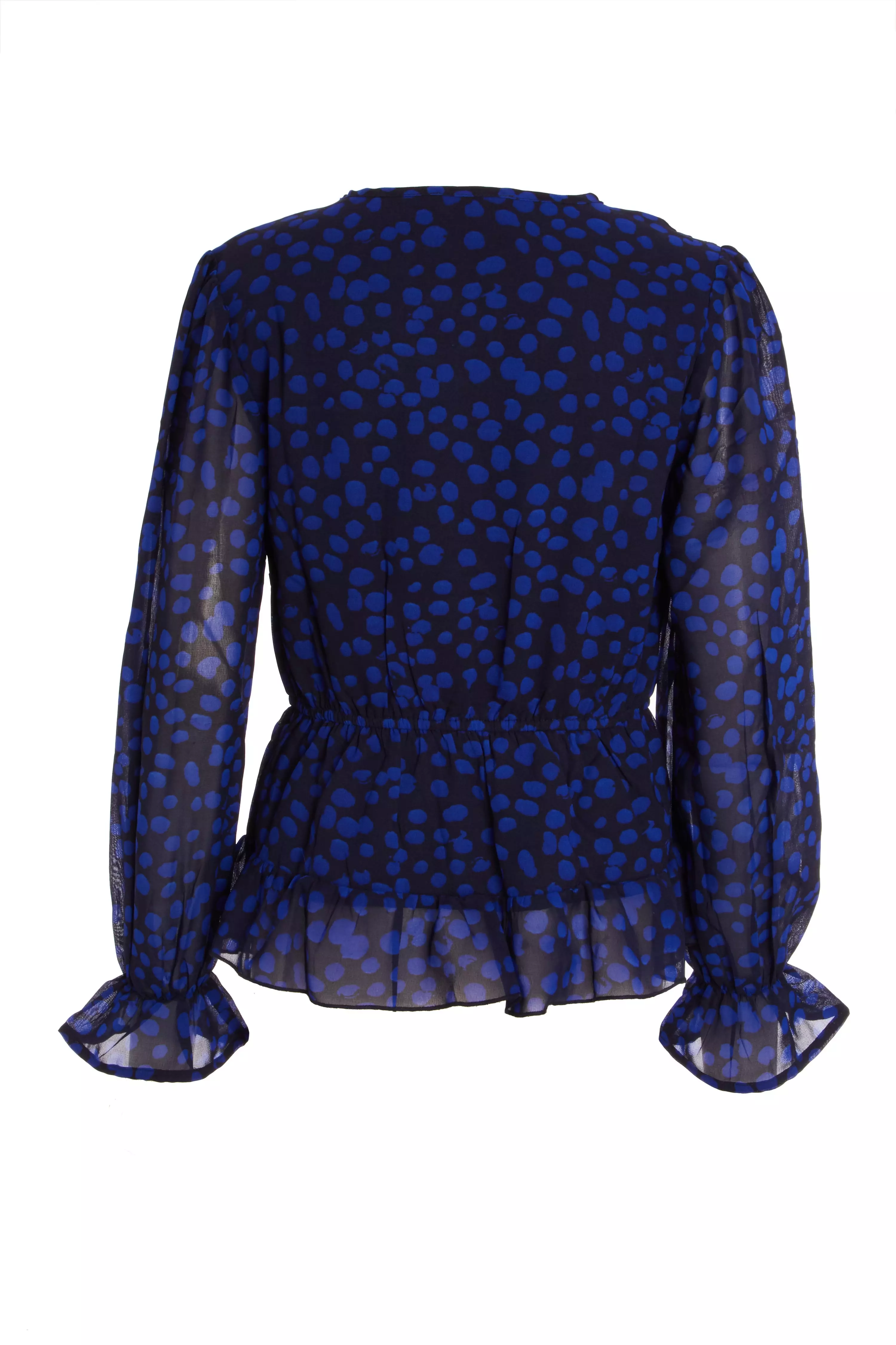 Navy Dalmatian Print Peplum Top