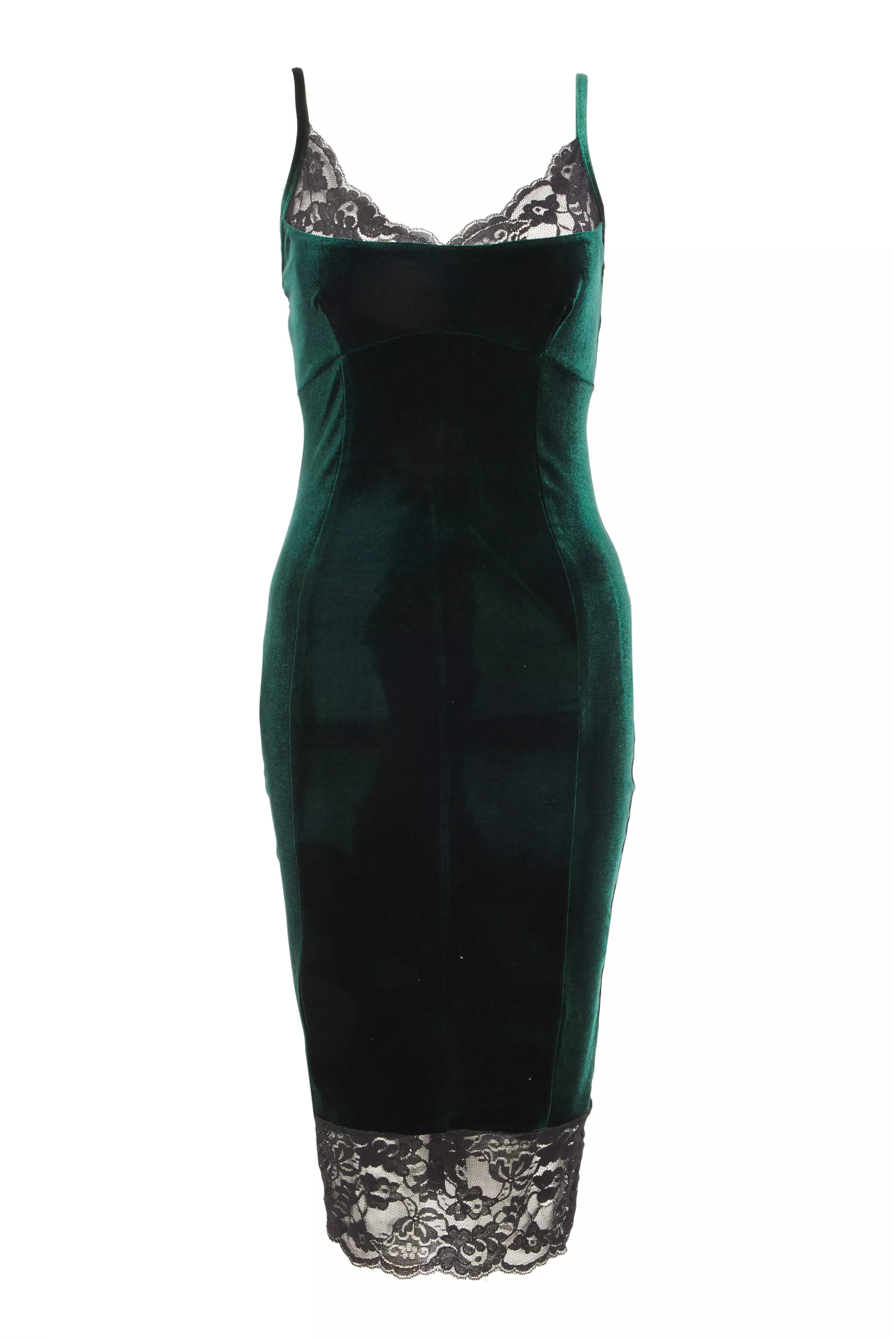 Green Velvet Bodycon Midi Dress