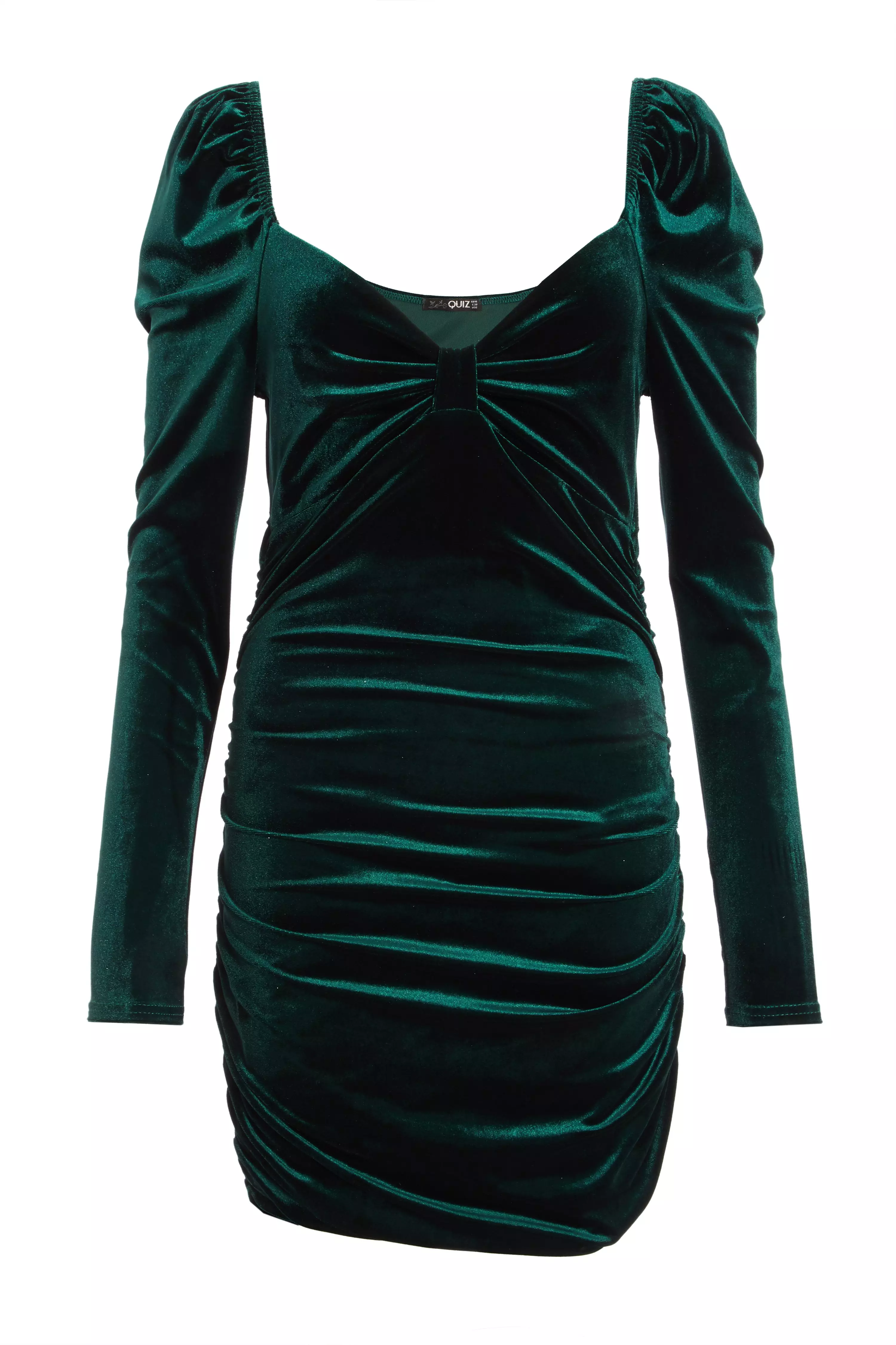 Green Ruched Velvet Dress