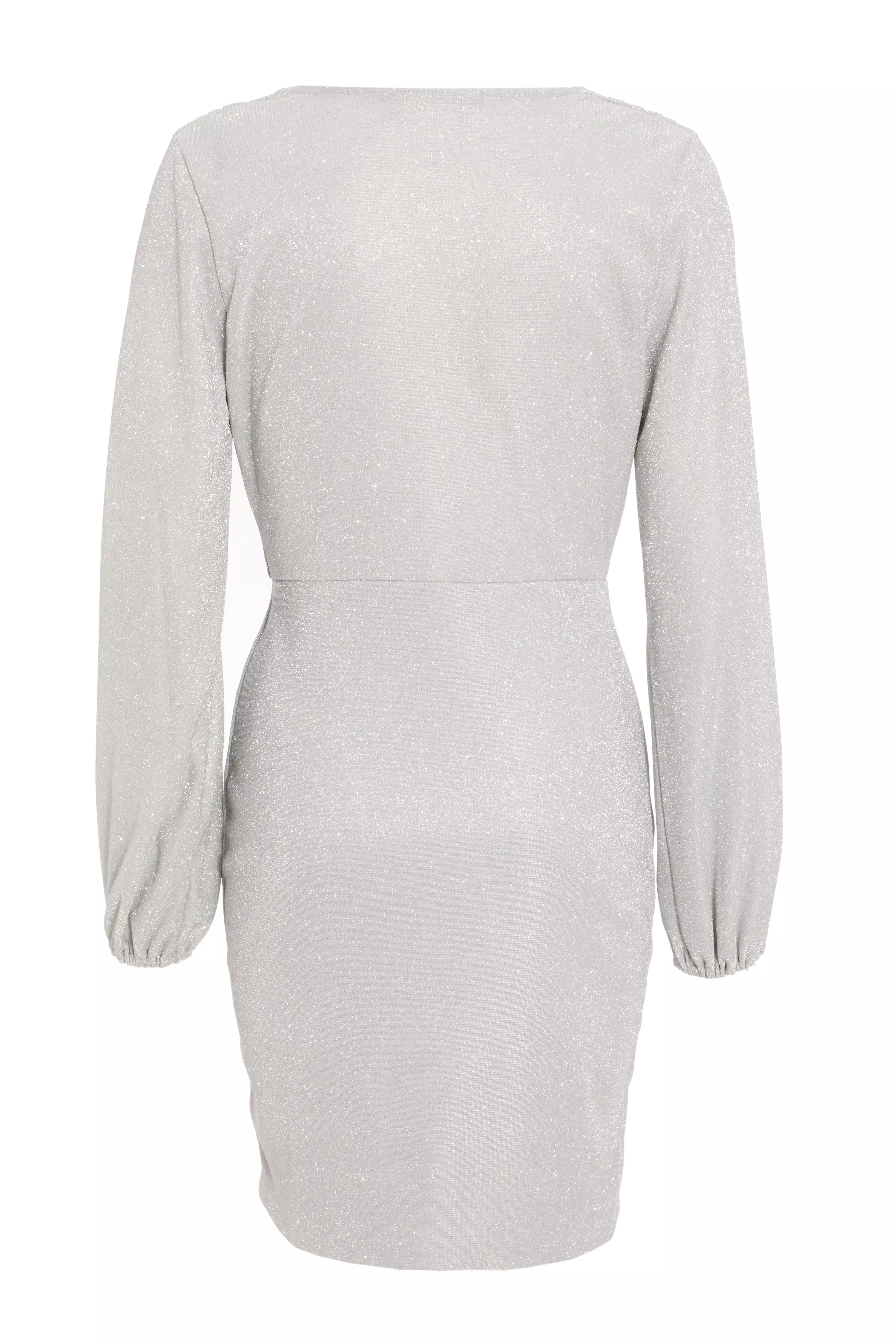 Silver Ruched Bodycon Dress