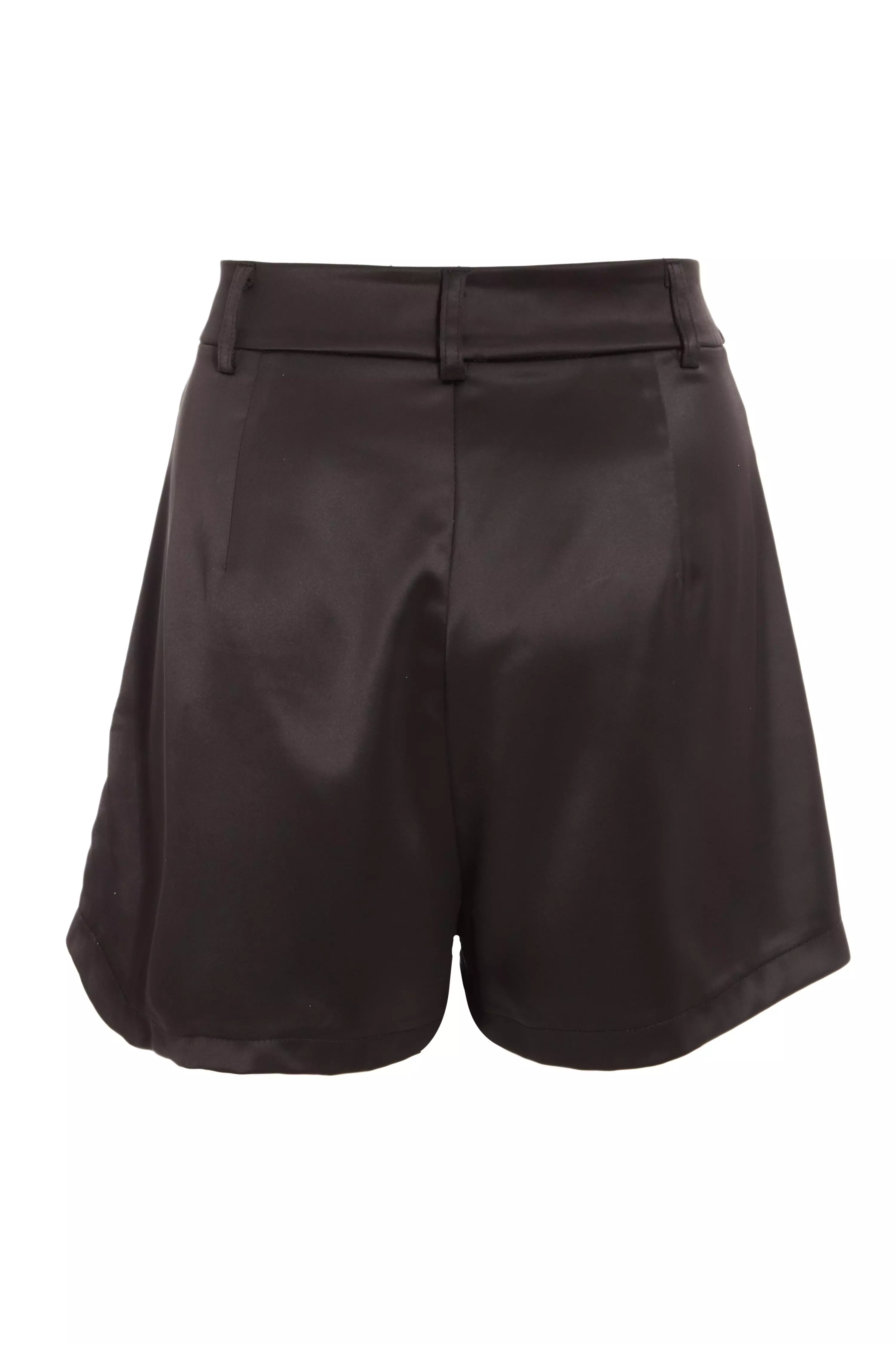 Black Satin Tailored Shorts