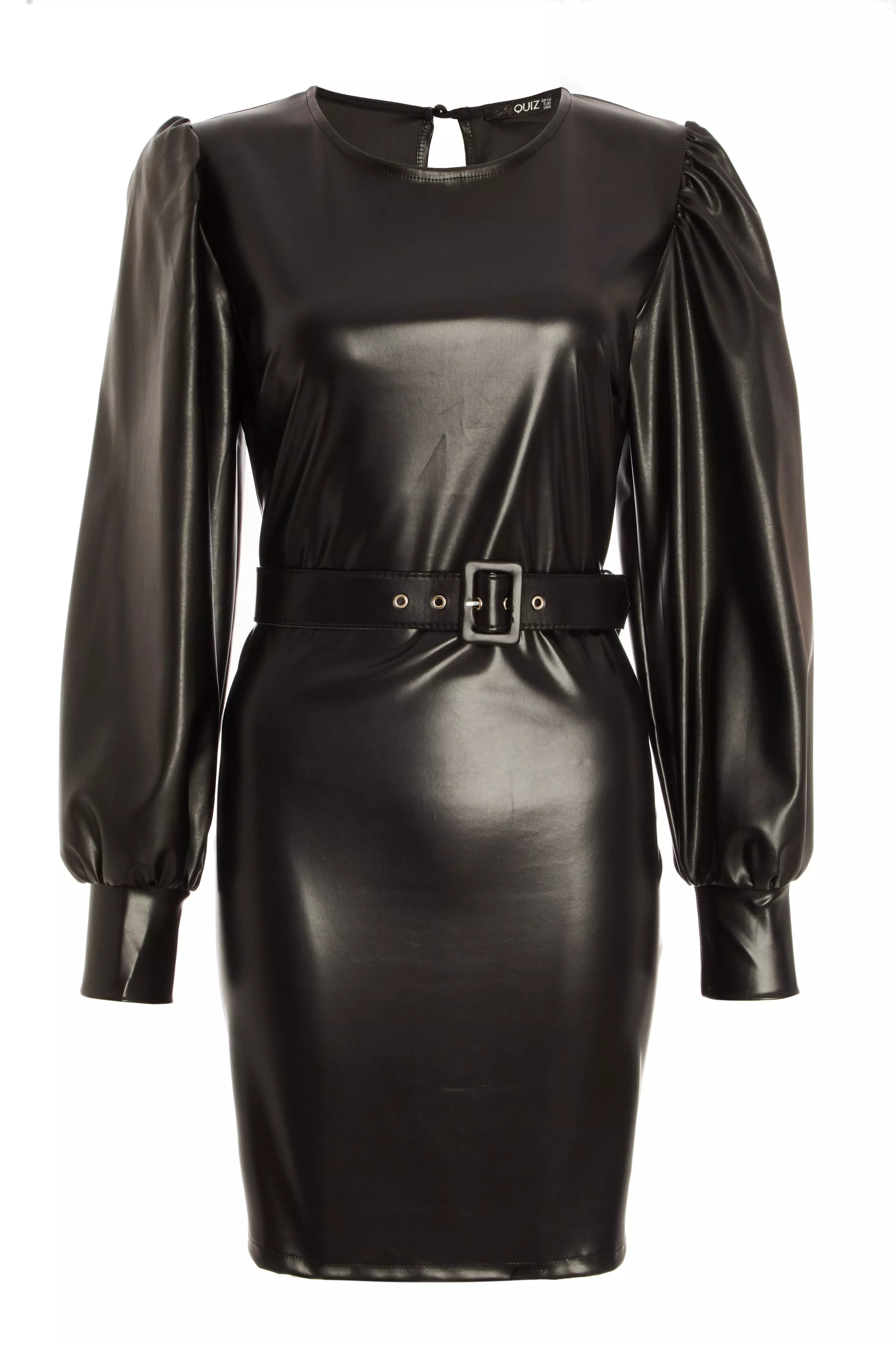 Black Faux Leather Bodycon Dress