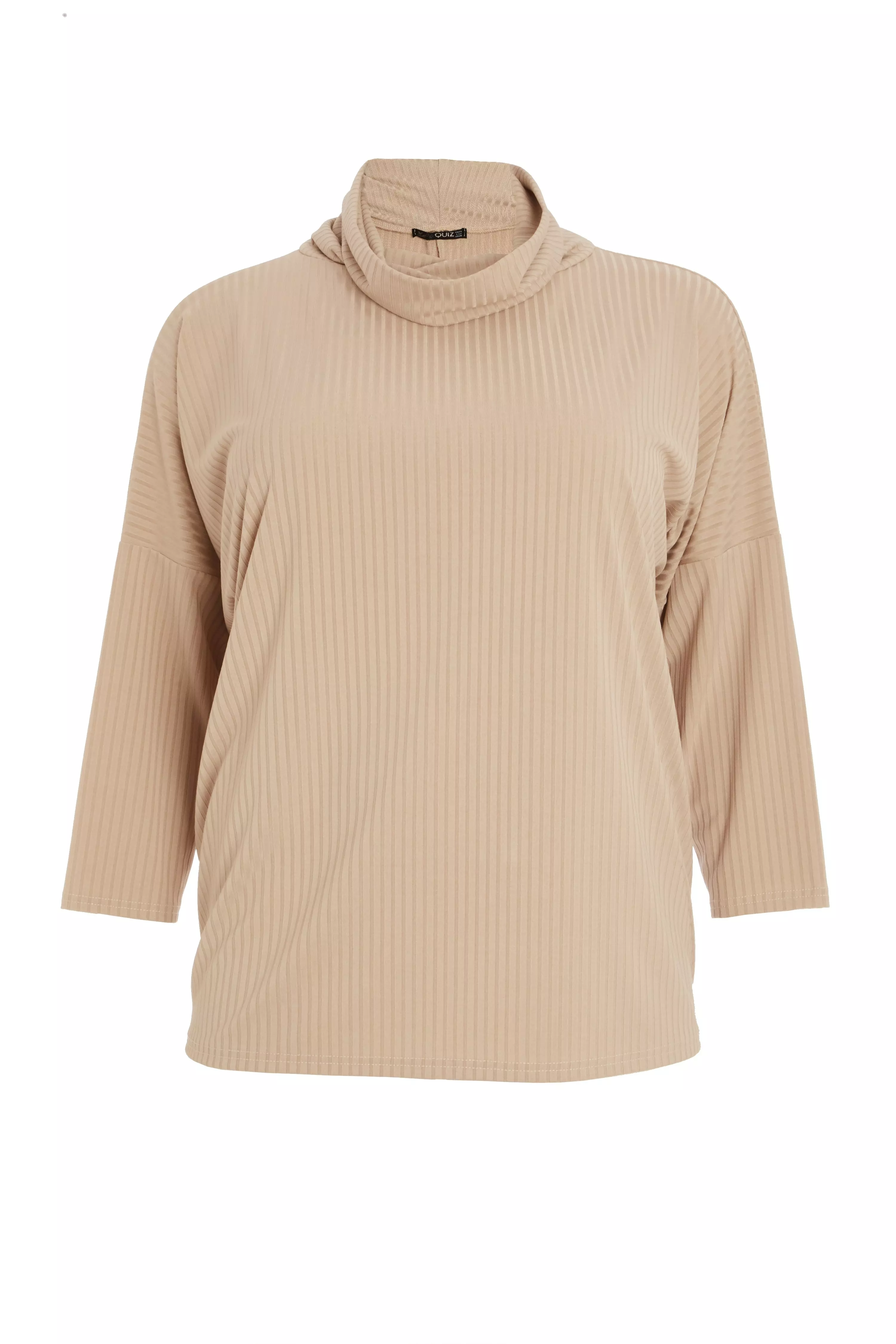 Curve Stone Ribbed Roll Neck Top