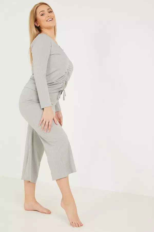 Curve Grey Ruched Front Top
