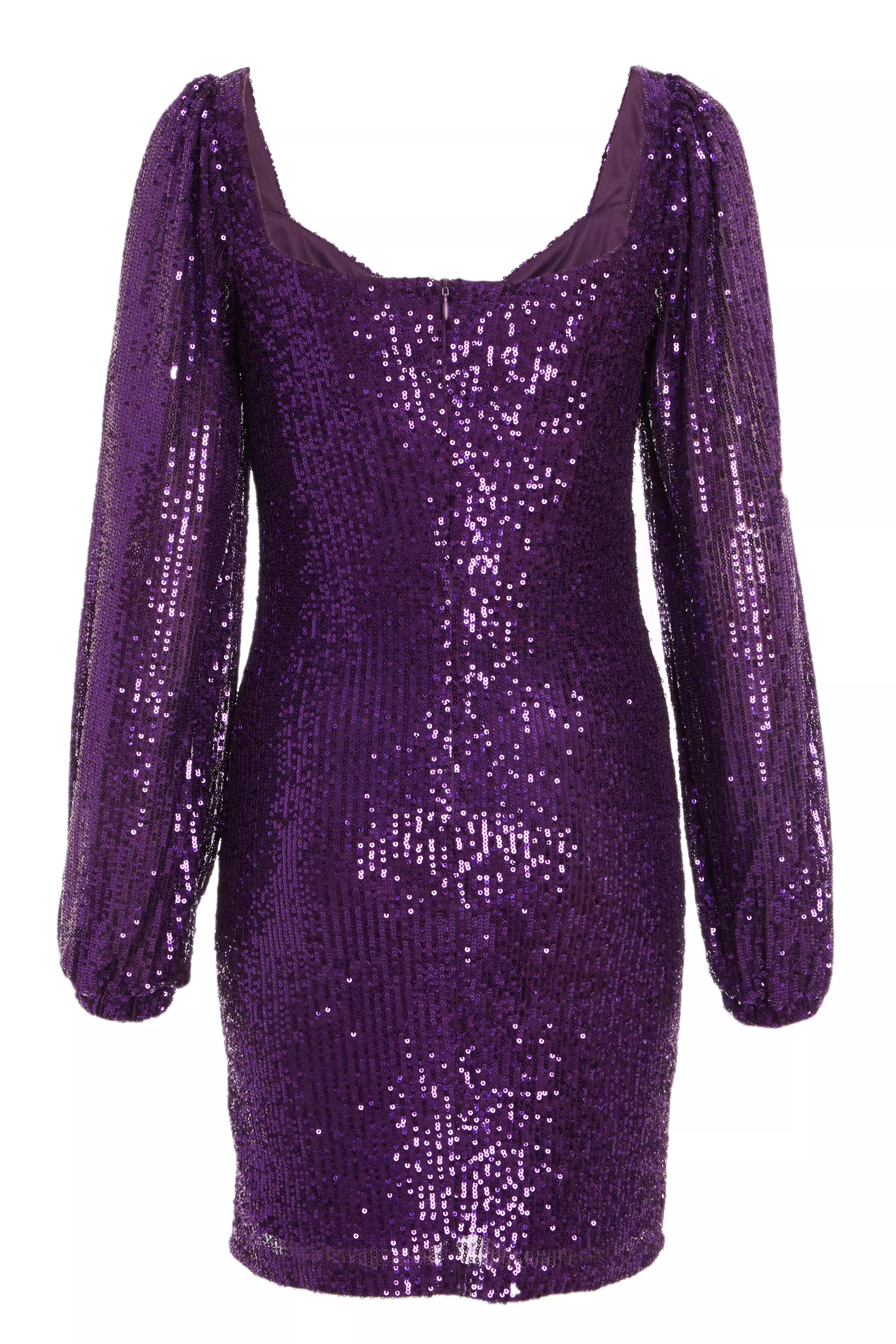 Purple Sequin Bodycon Dress