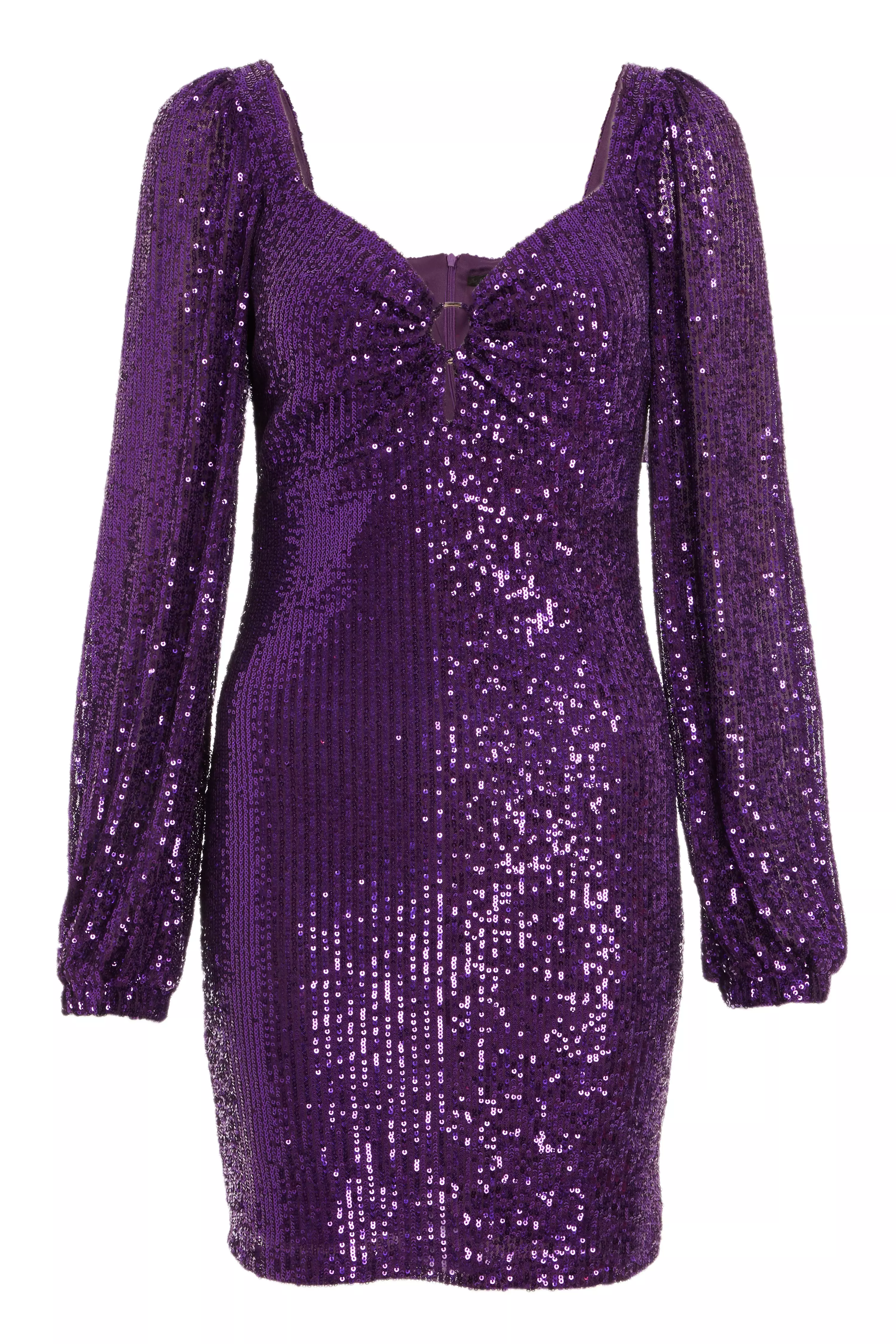 Purple Sequin Bodycon Dress