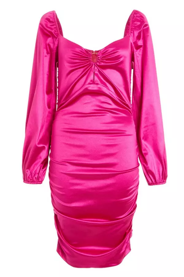 Pink Satin Bodycon Dress