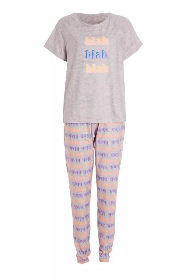 Pink 'Blah' Long Pyjama Set