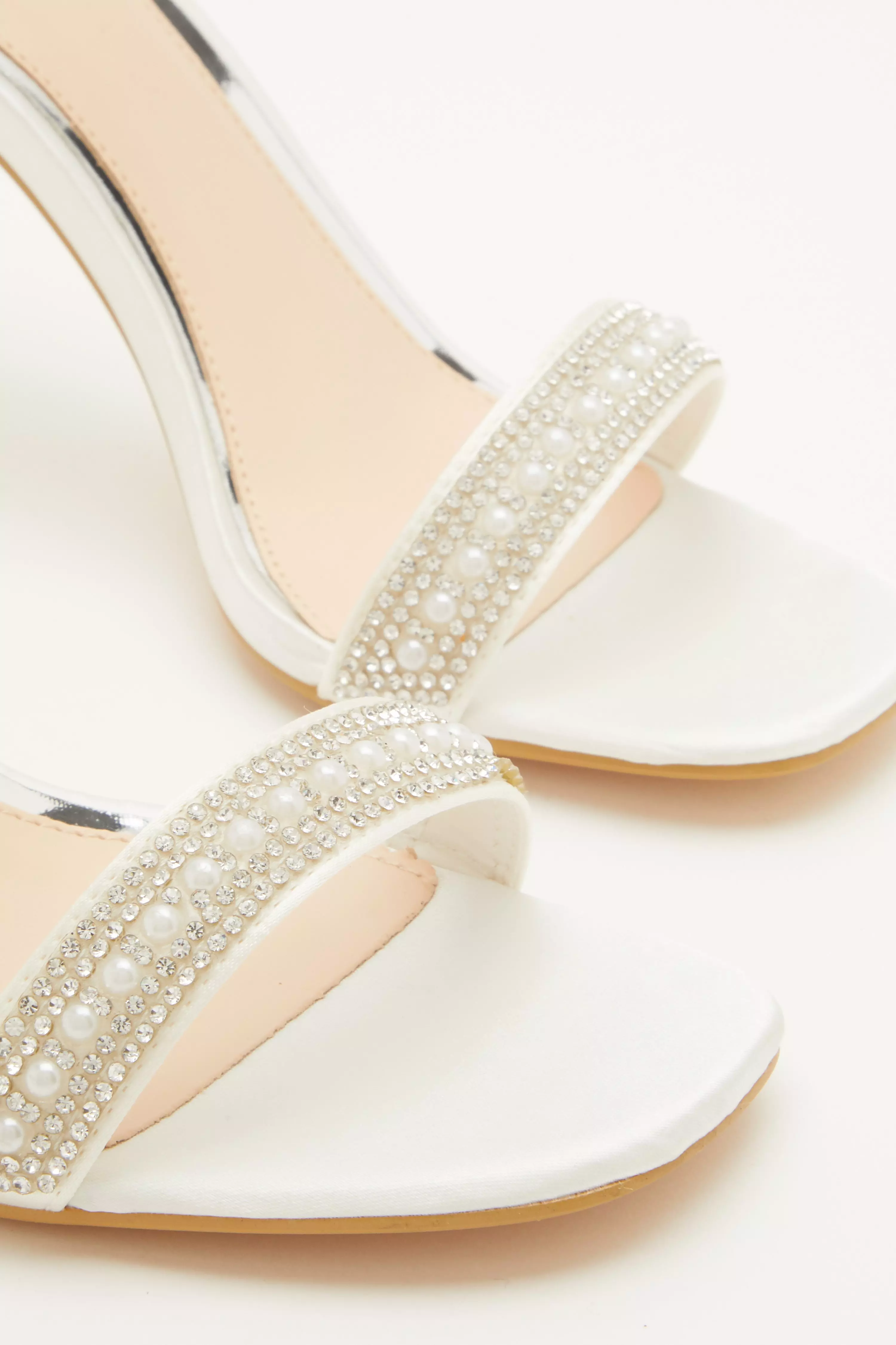 Bridal White Pearl Heeled Sandals