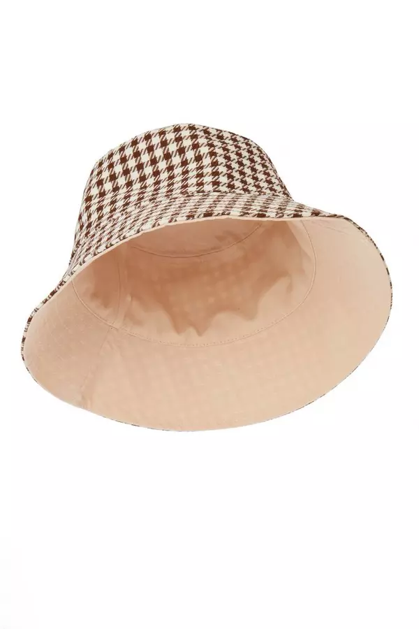 Brown Dog Tooth Bucket Hat