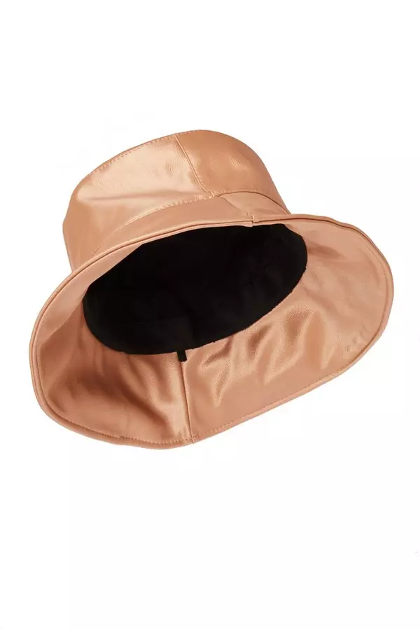 Rose Gold Faux Leather Bucket Hat
