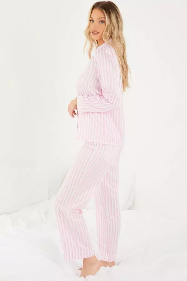 Pink Stripe Long Pyjama Set