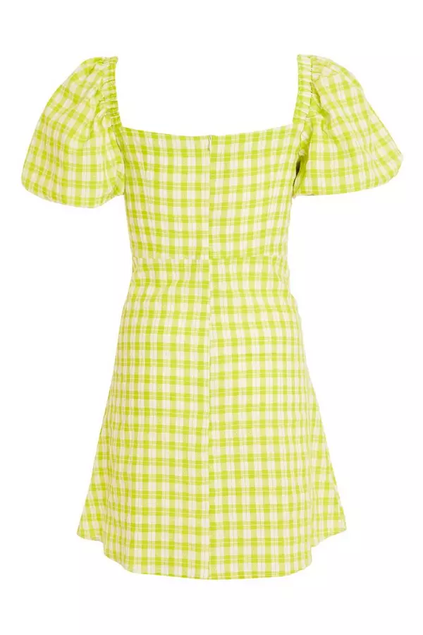 Lime Green Gingham Dress