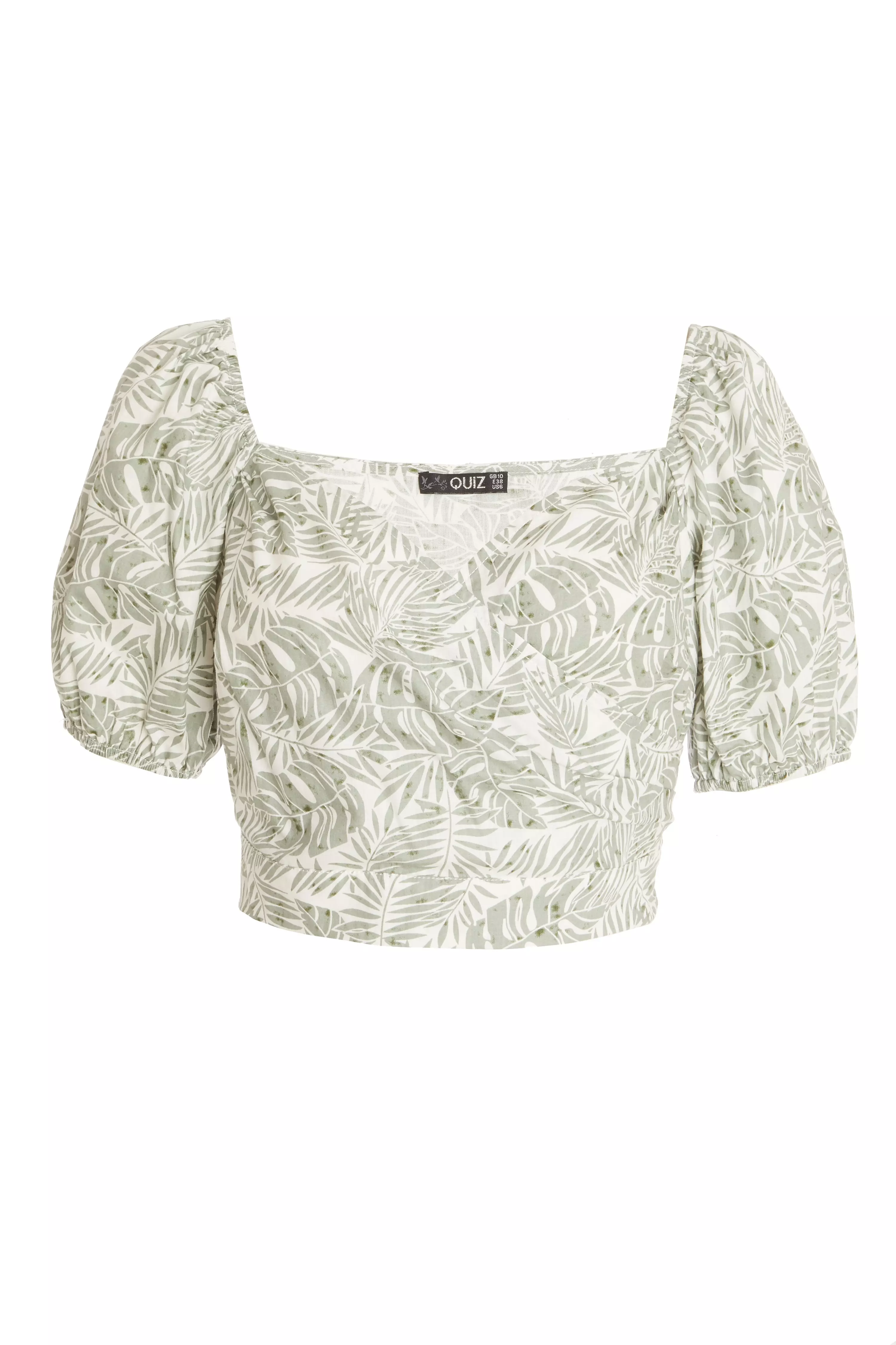 Khaki Tropical Print Crop Top