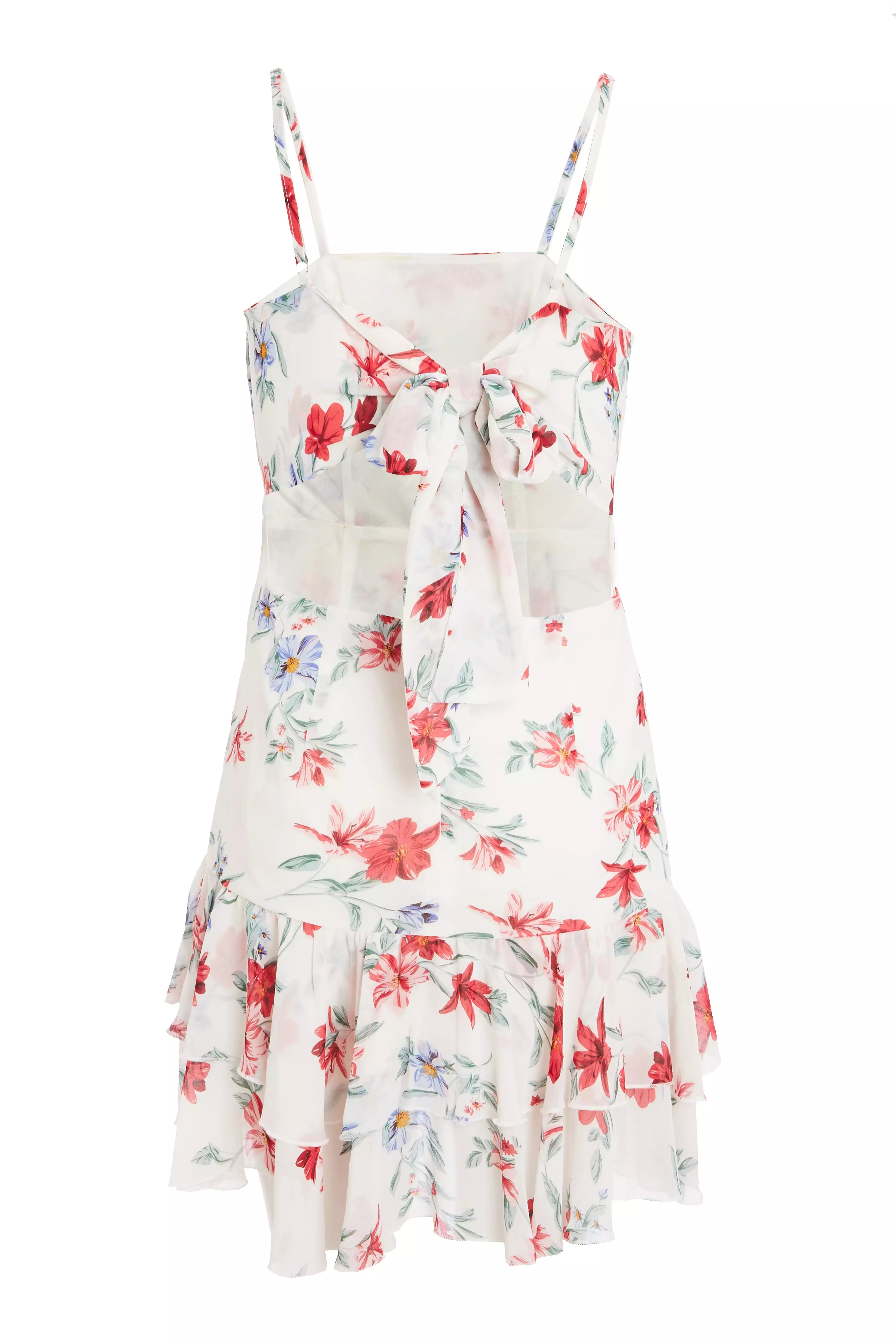 White Chiffon Floral Dress