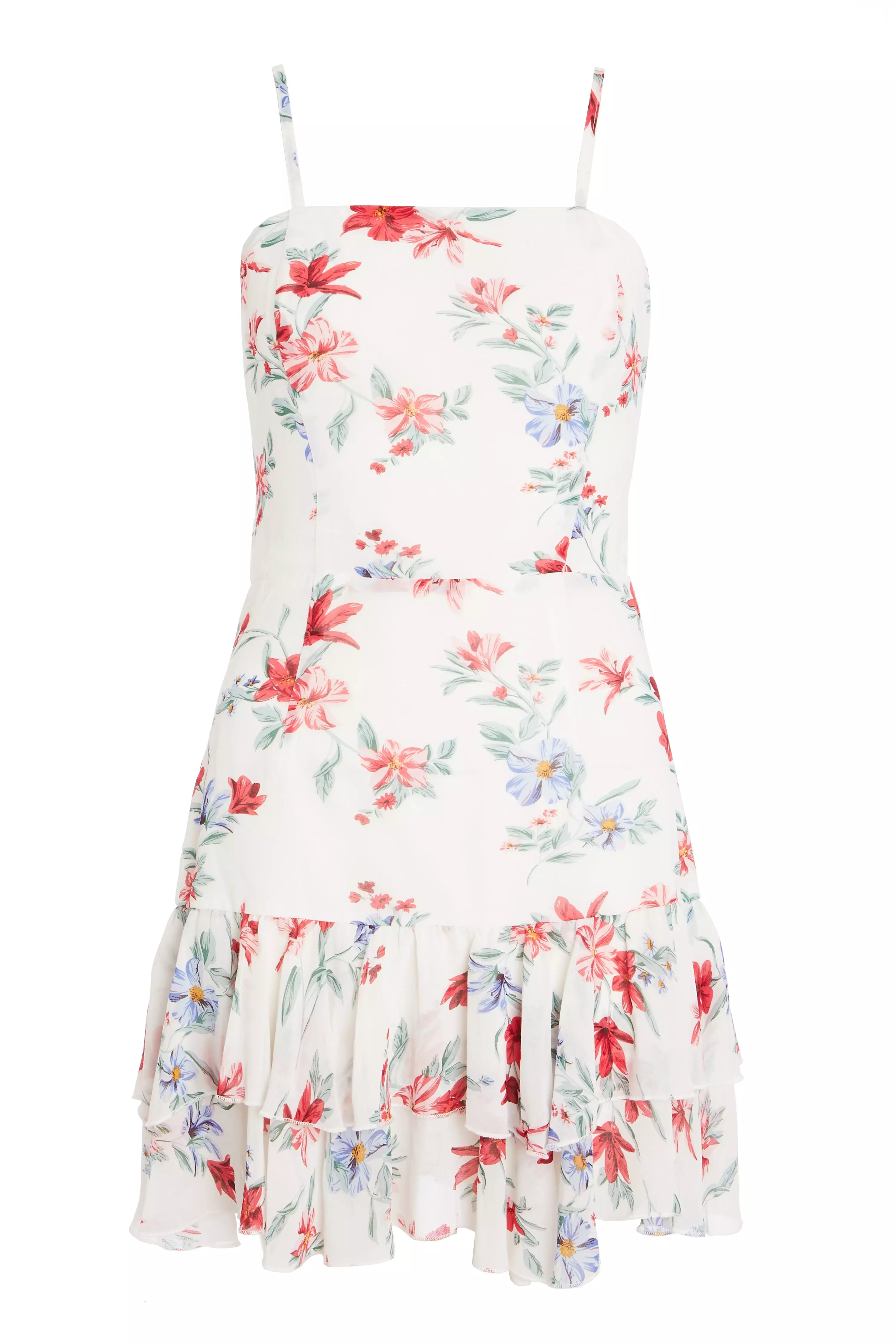 White Chiffon Floral Dress