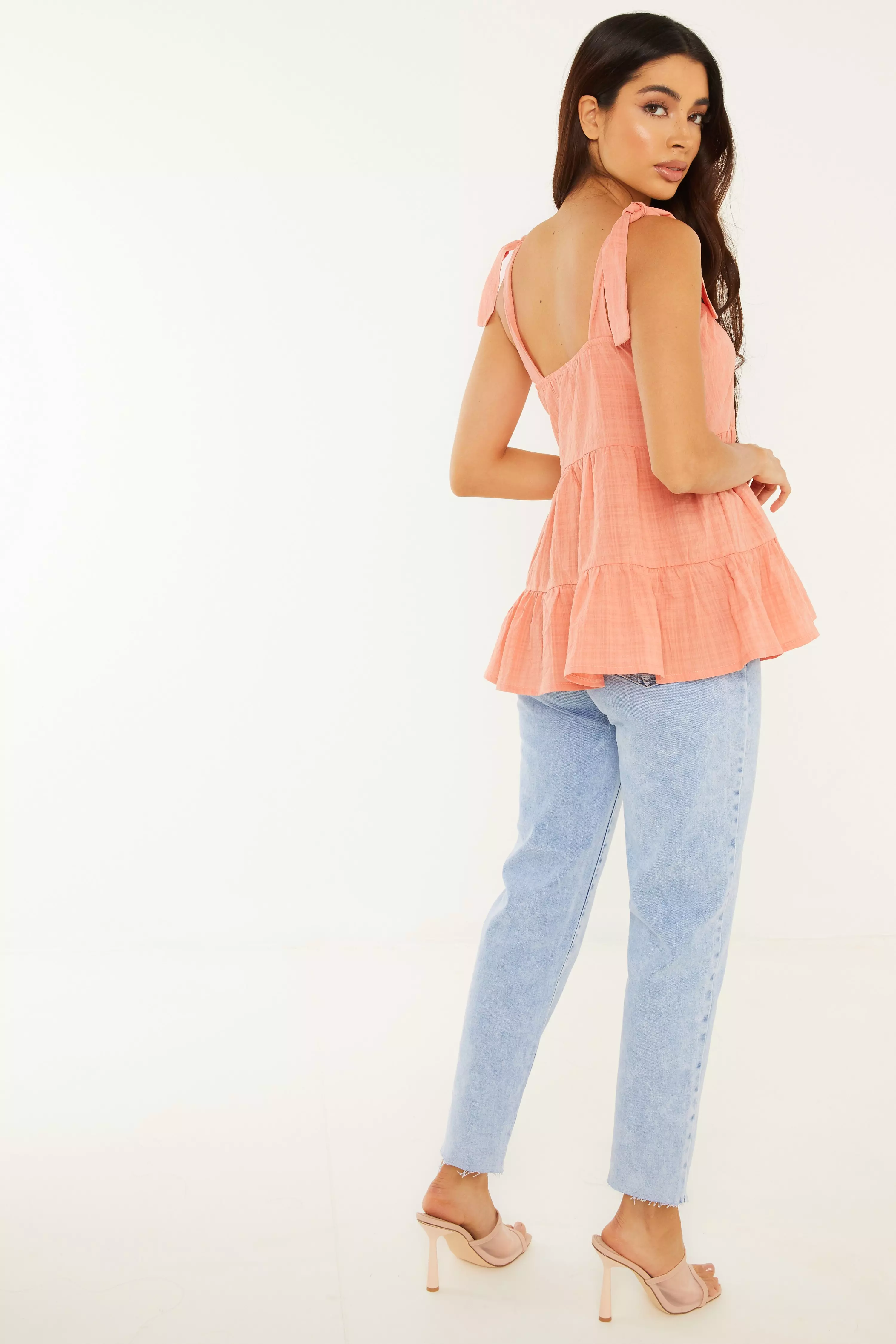 Coral Woven Smock Top