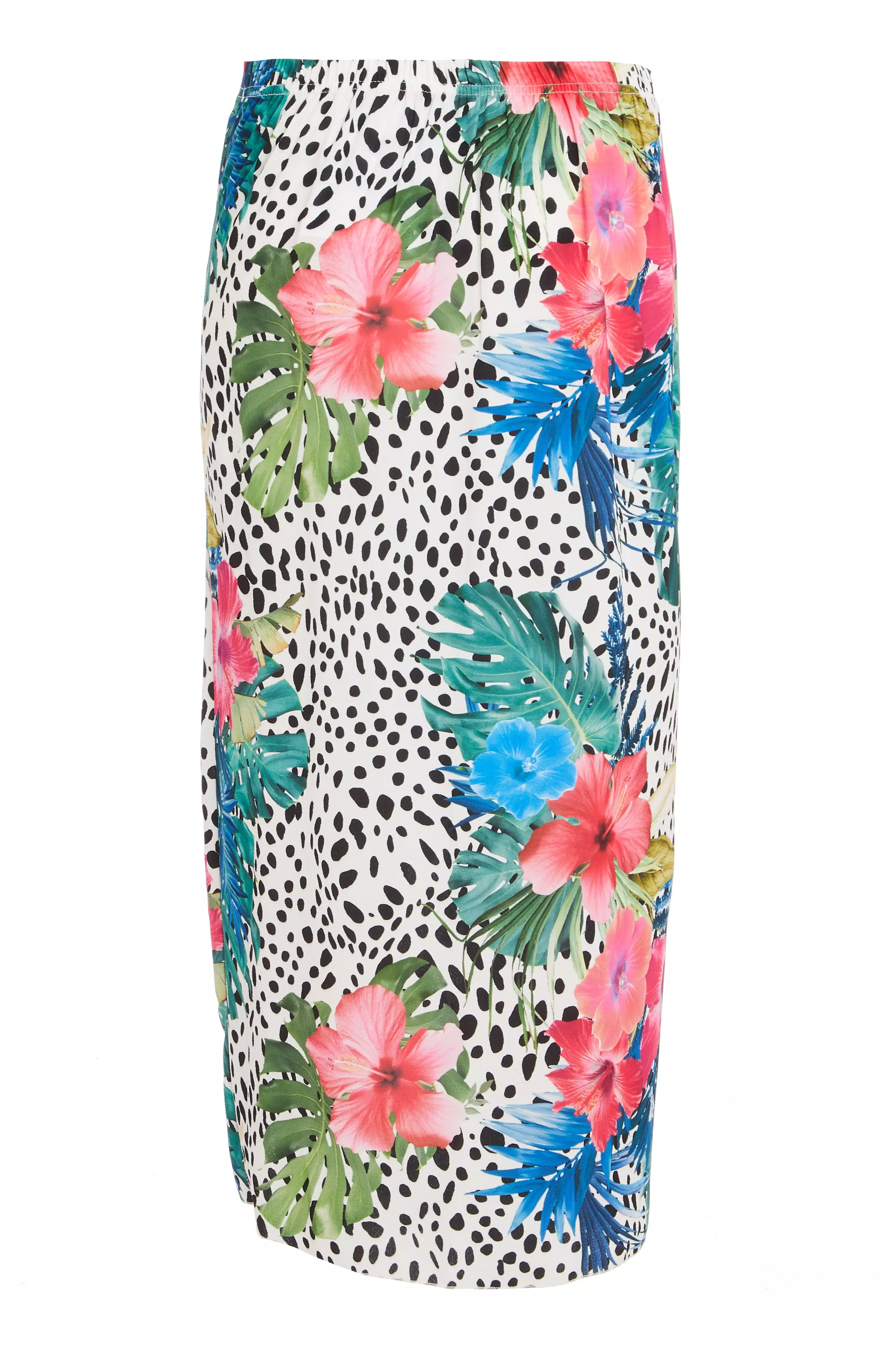 Multicoloured Tropical Print Midi Skirt