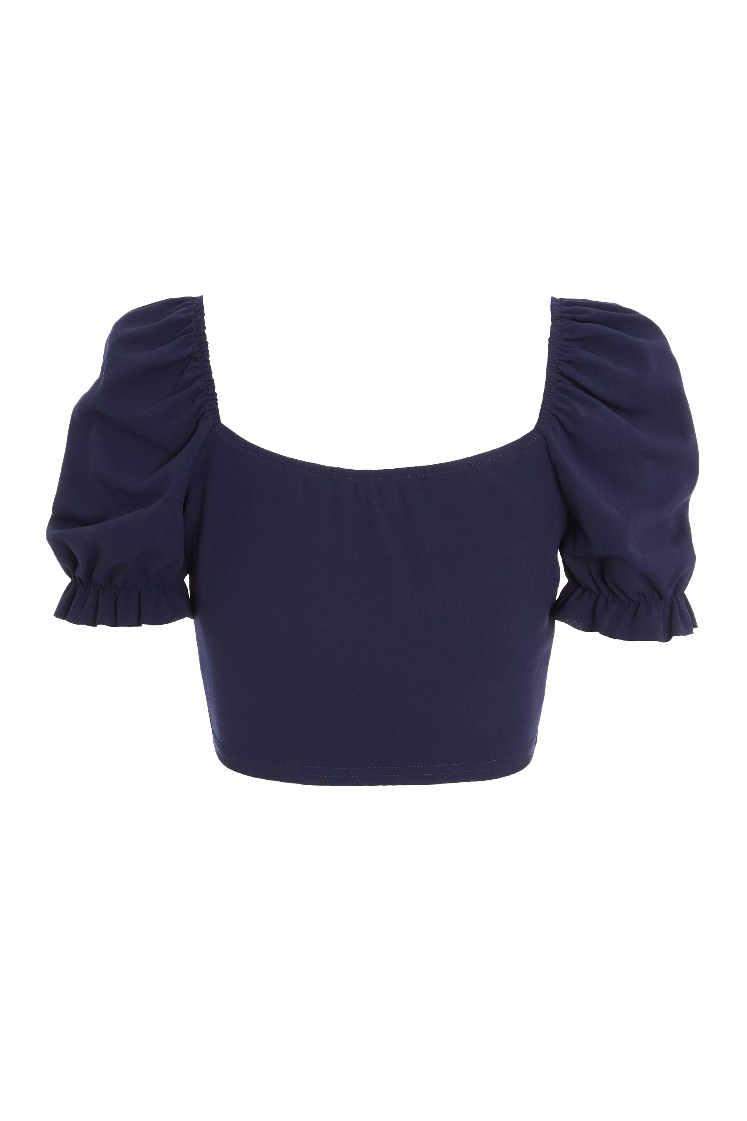 Navy Sweetheart Crop Top