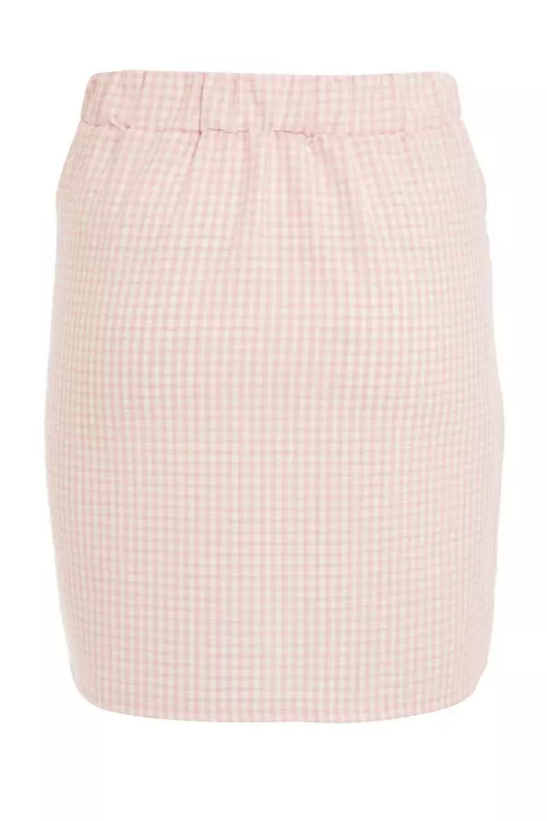 Petite Pink Gingham Skirt
