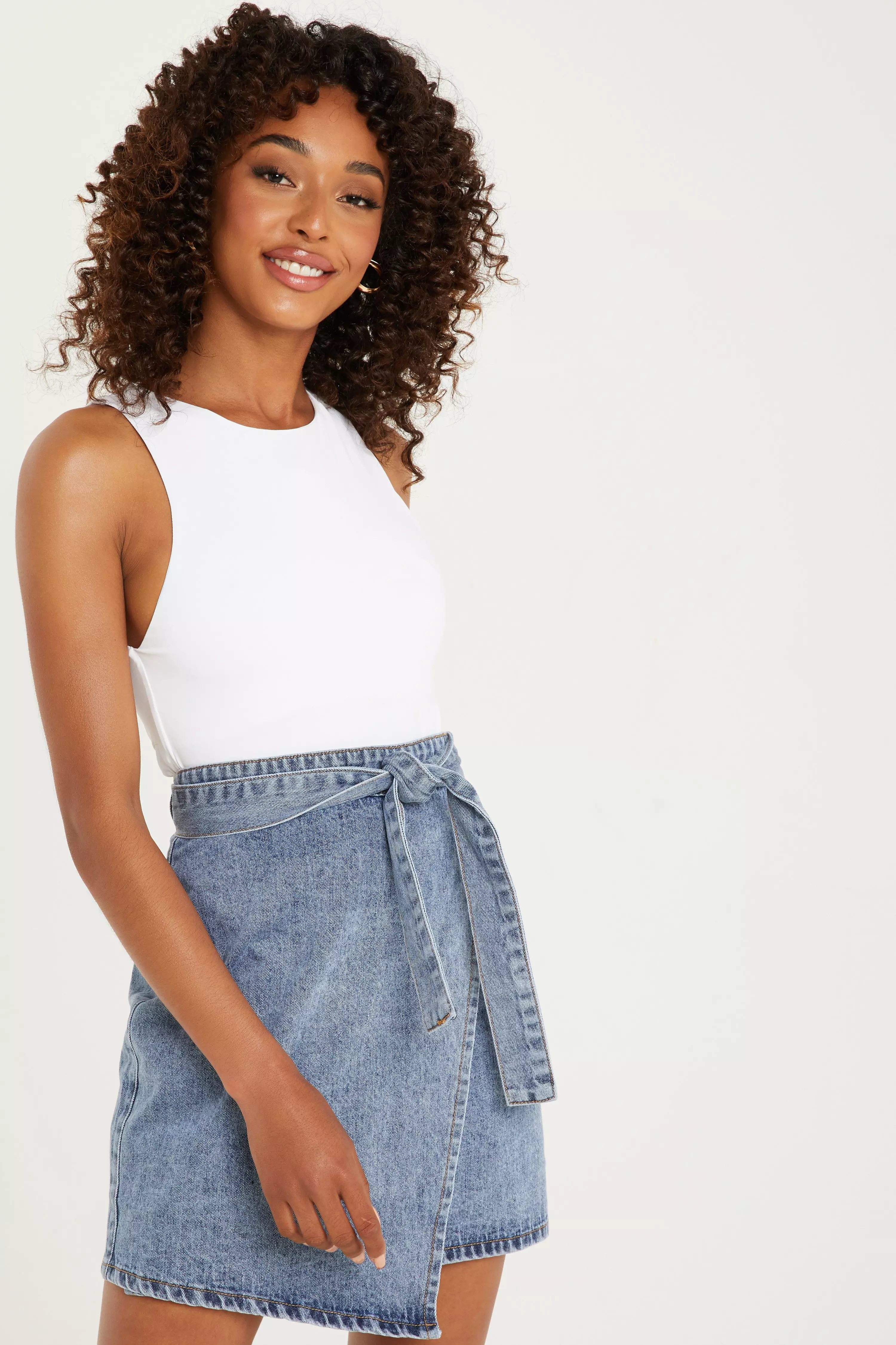 Denim wrap shop skirt image