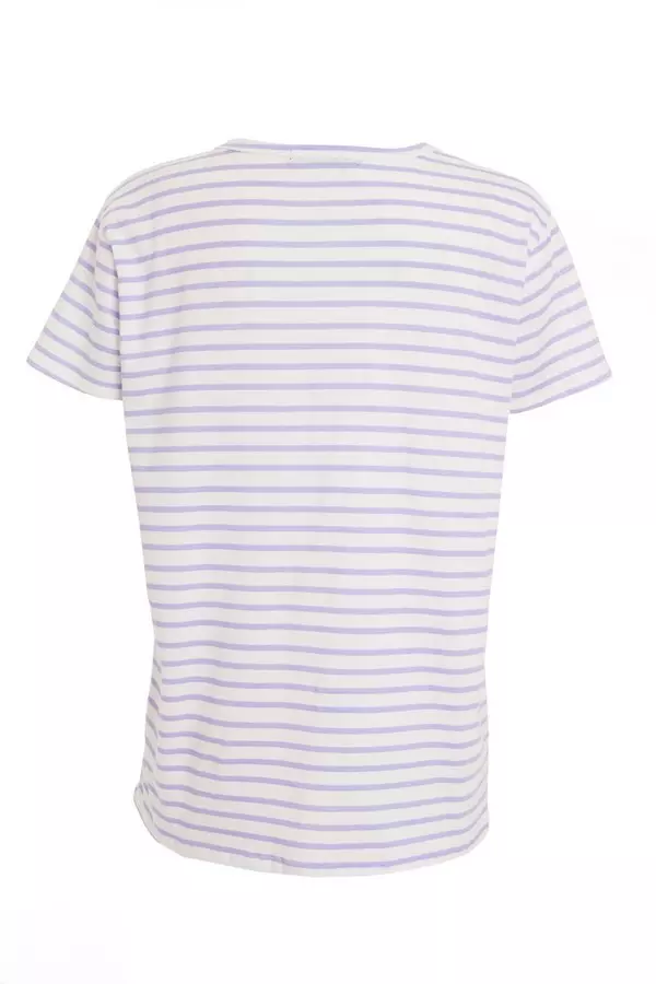 Lilac Stripe Slogan T Shirt