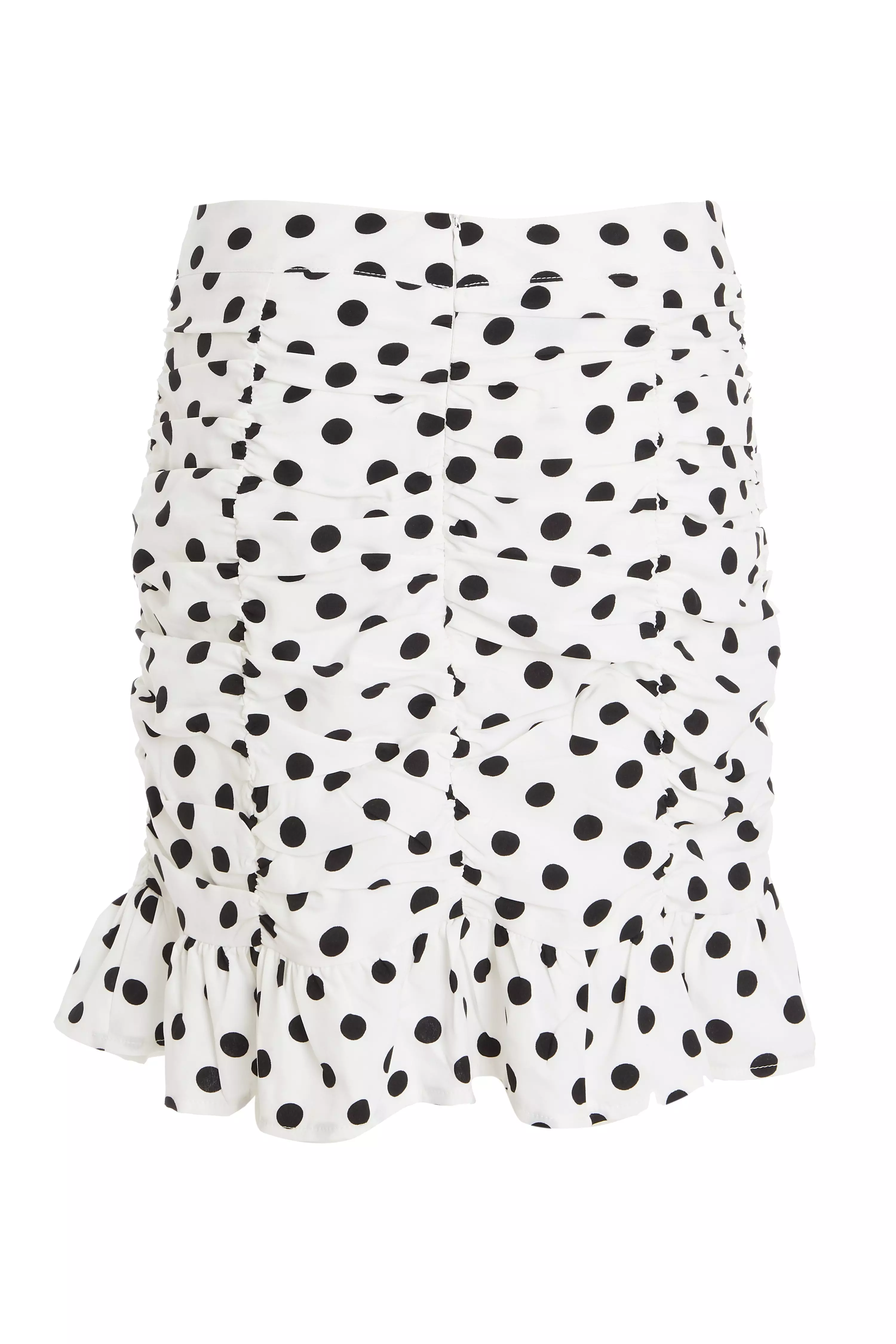 White High Waist Polka Dot Skirt