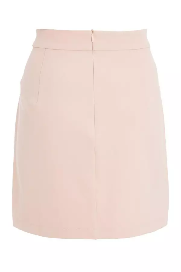 Pink High Waist Cord Mini Skirt