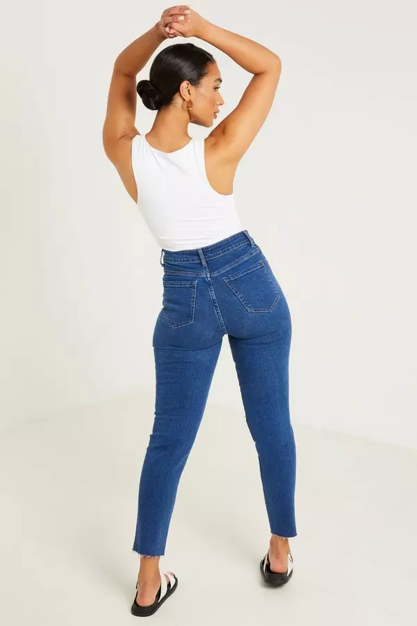 Blue Ripped Mom Jeans